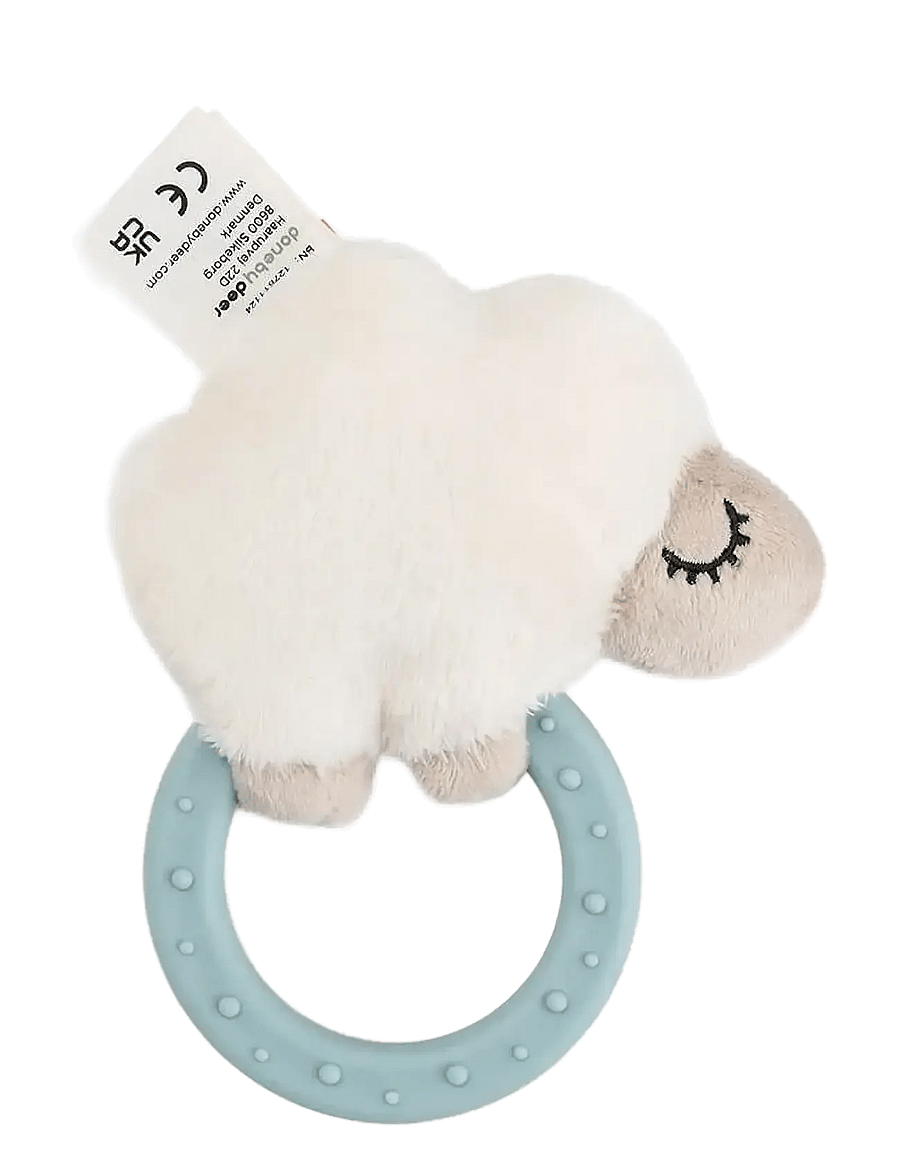 Done by Deer - Sensory rattle w/teether Sheepy Blue - tanntöku leikföng - blue - 2
