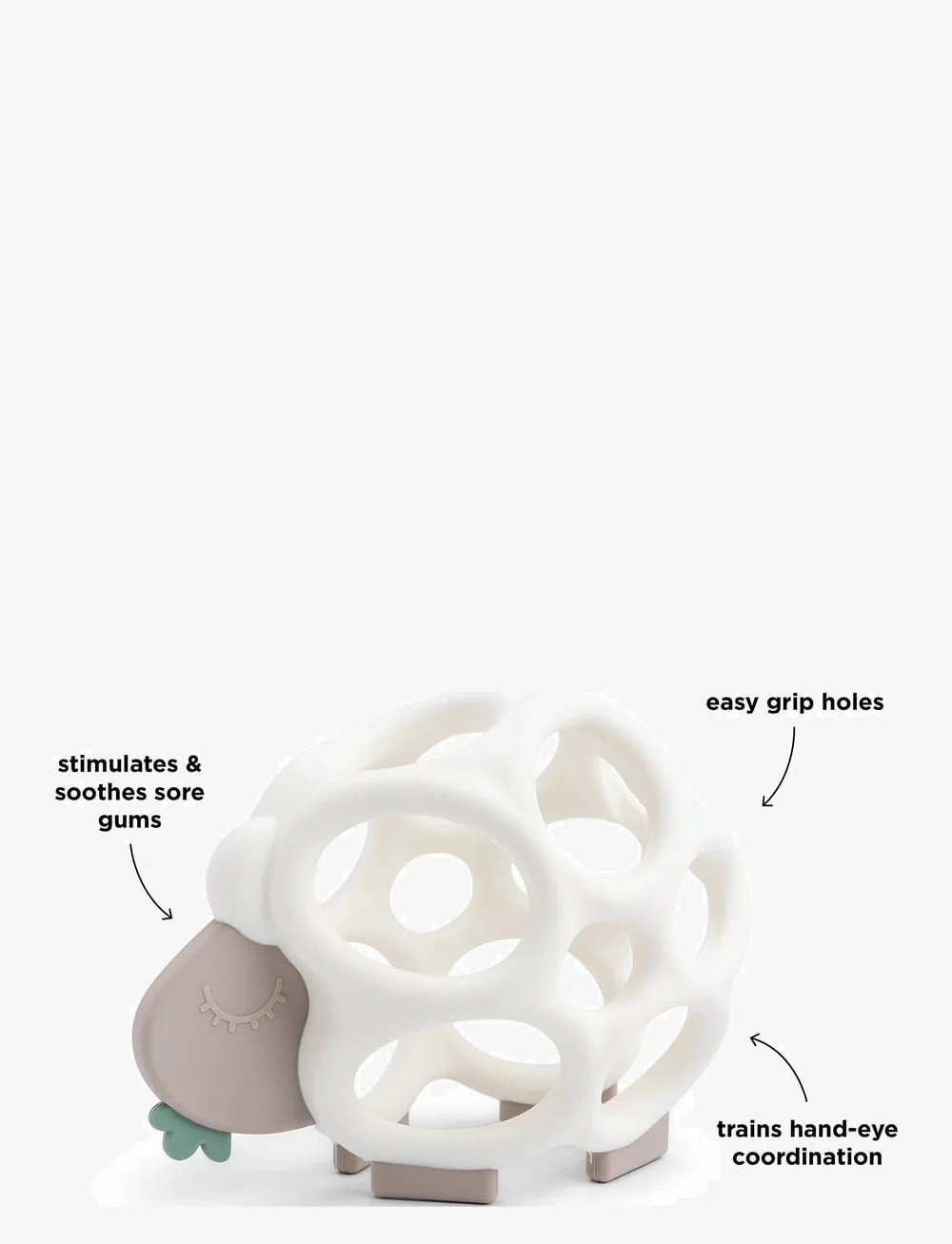 Done by Deer - Grip & teether toy Sheepy Sand - närimismänguasjad - sand - 1