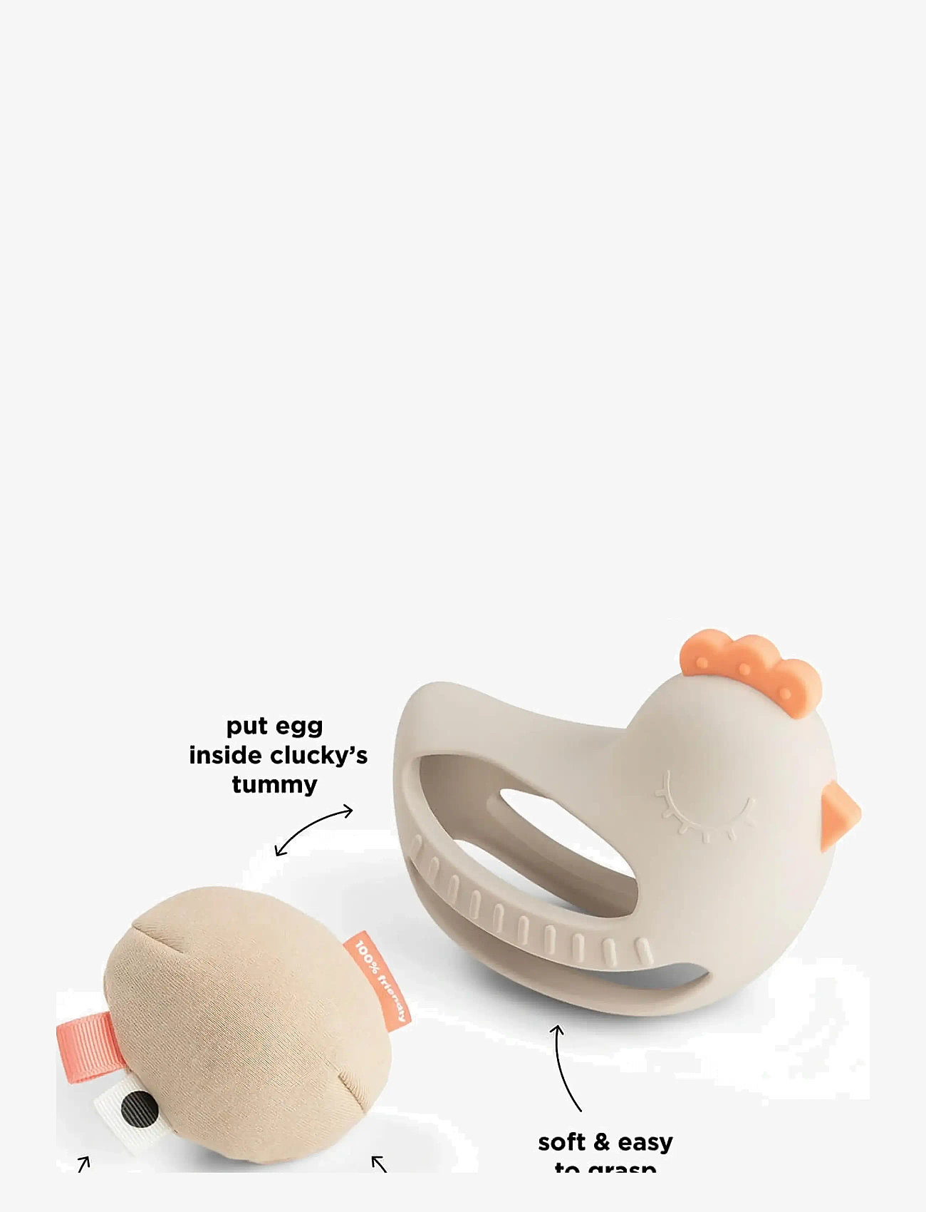 Done by Deer - Grip & teether toy w/rattle Clucky Sand - beißspielzeug - sand - 3