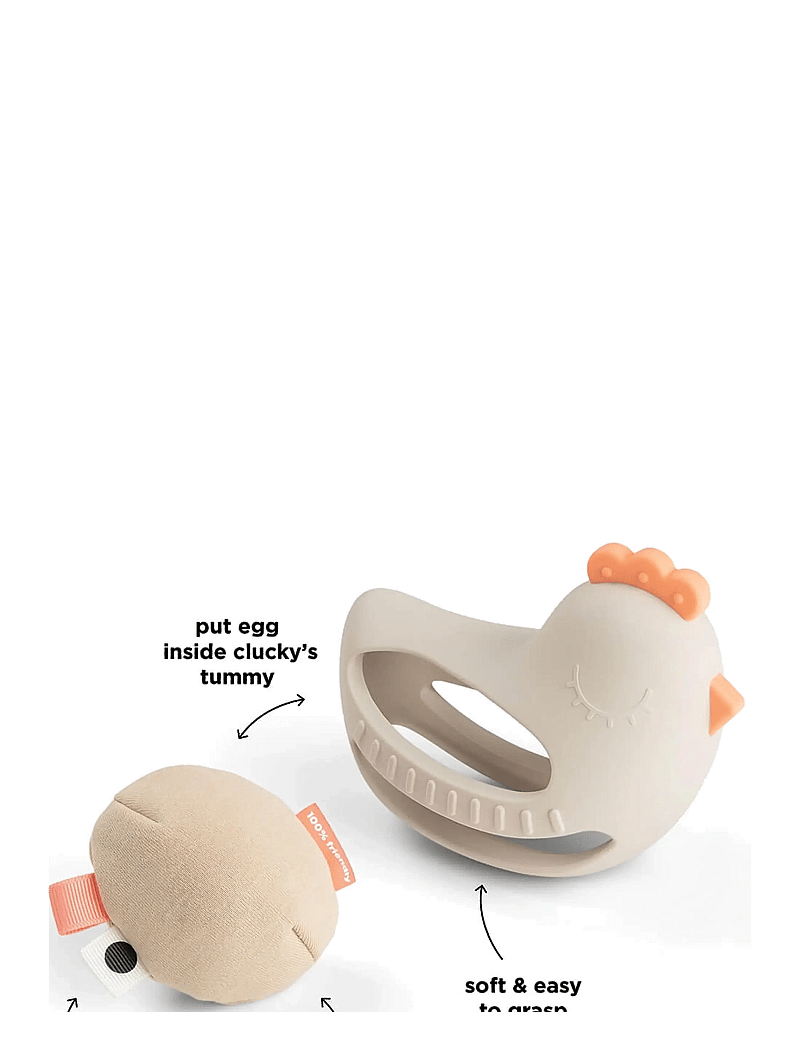 Done by Deer - Grip & teether toy w/rattle Clucky Sand - beißspielzeug - sand - 3