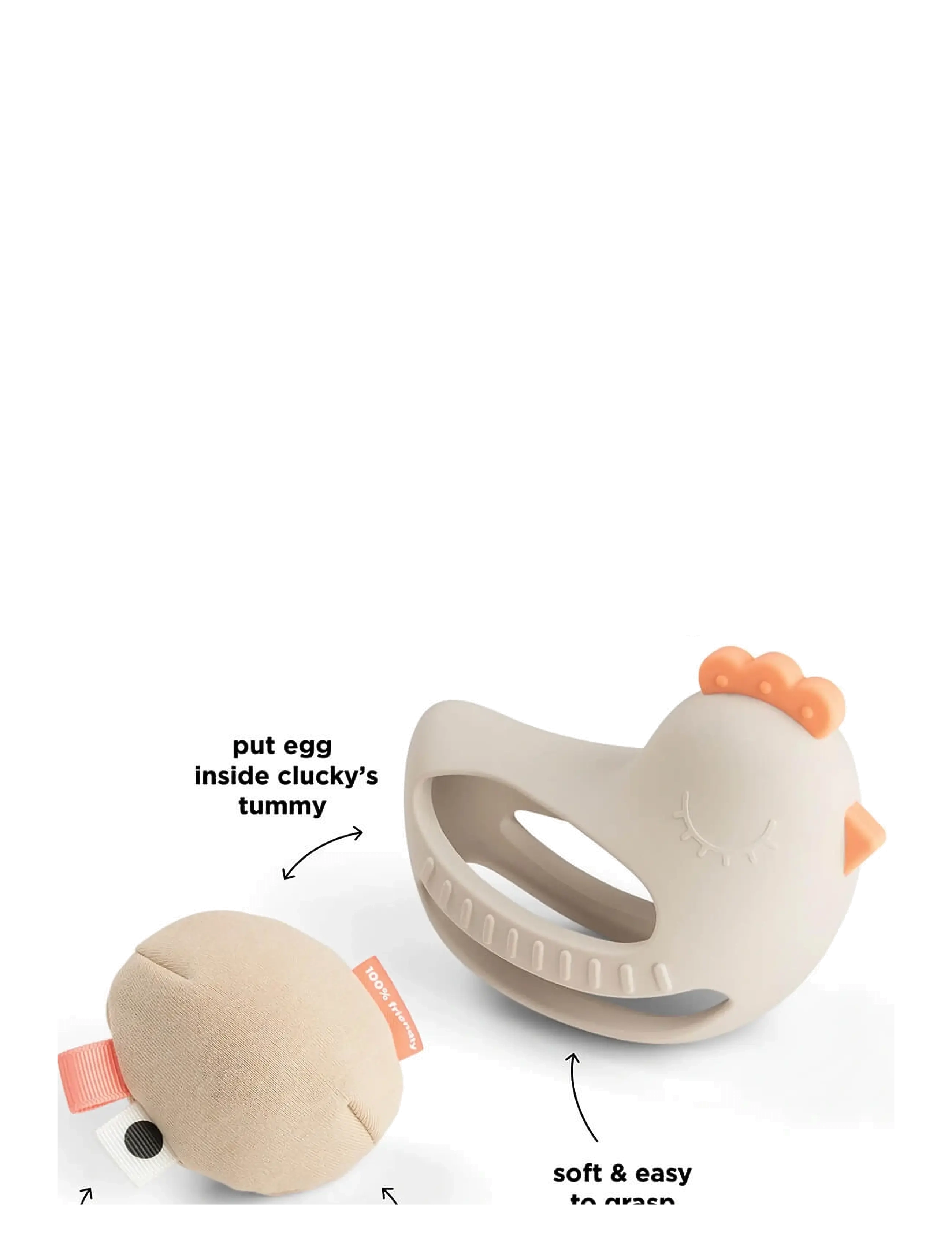 Done by Deer - Grip & teether toy w/rattle Clucky Sand - beißspielzeug - sand - 3