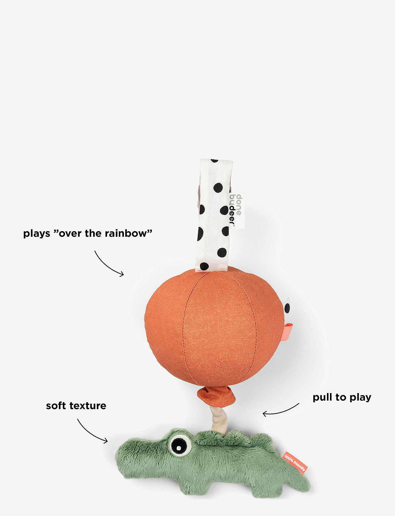 Done by Deer - Musical toy Happy clouds Croco Green - speldosor - green - 2