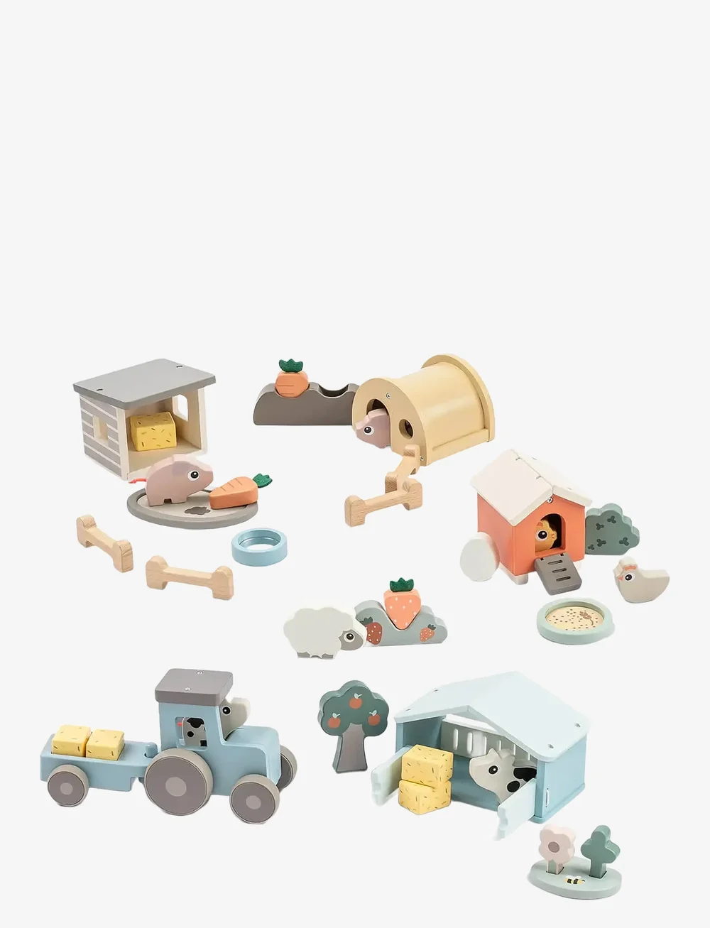 Done by Deer - Tiny farm play set Dotti Colour mix - träfigurer - colour mix - 3