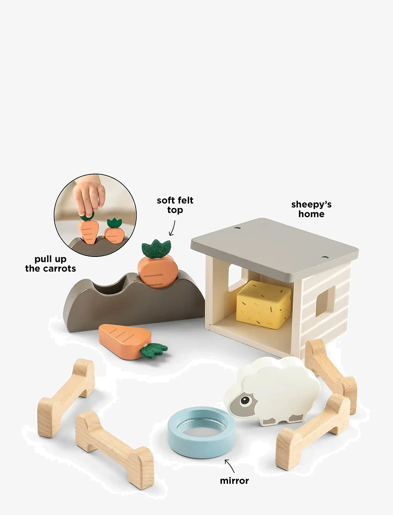 Done by Deer - Tiny farm play set Sheepy Colour mix - träfigurer - colour mix - 4