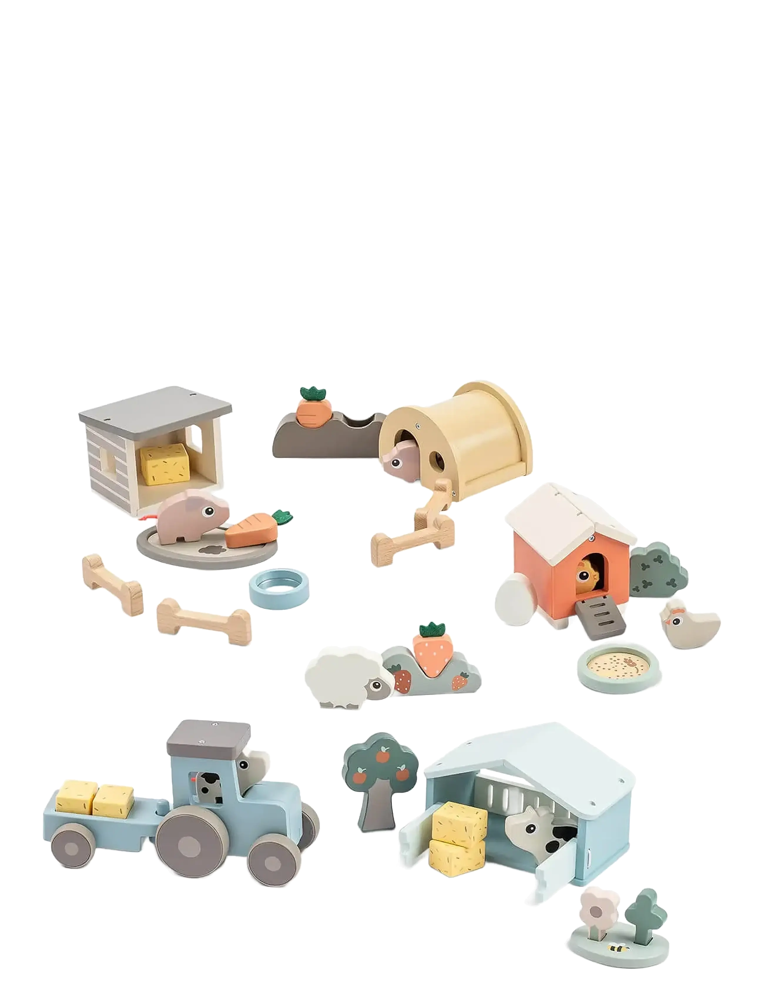 Done by Deer - Tiny farm play set Clucky Colour mix - wooden figures - colour mix - 3