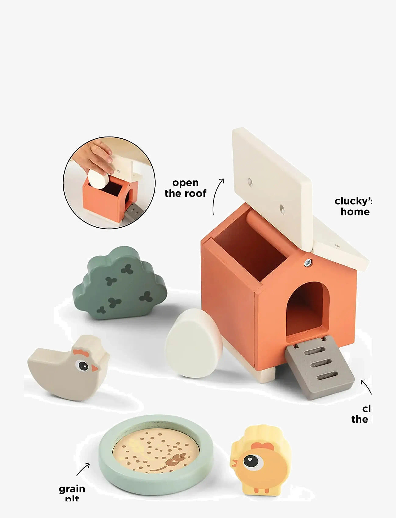 Done by Deer - Tiny farm play set Clucky Colour mix - träfigurer - colour mix - 4