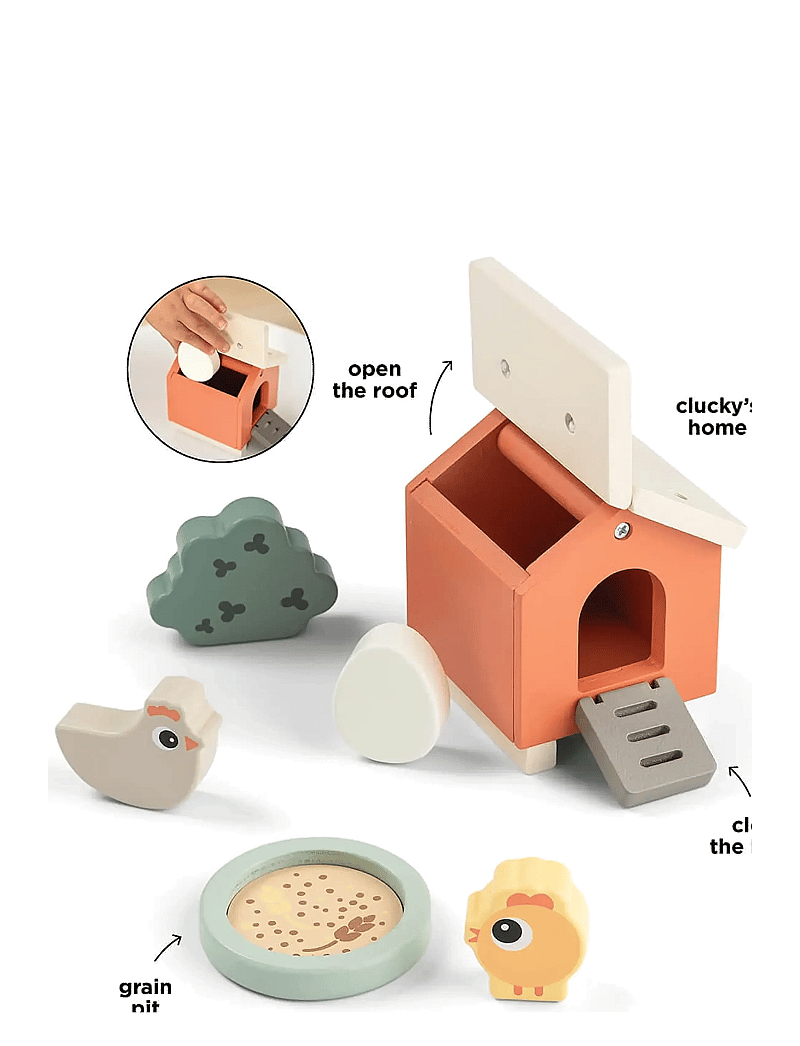 Done by Deer - Tiny farm play set Clucky Colour mix - träfigurer - colour mix - 4