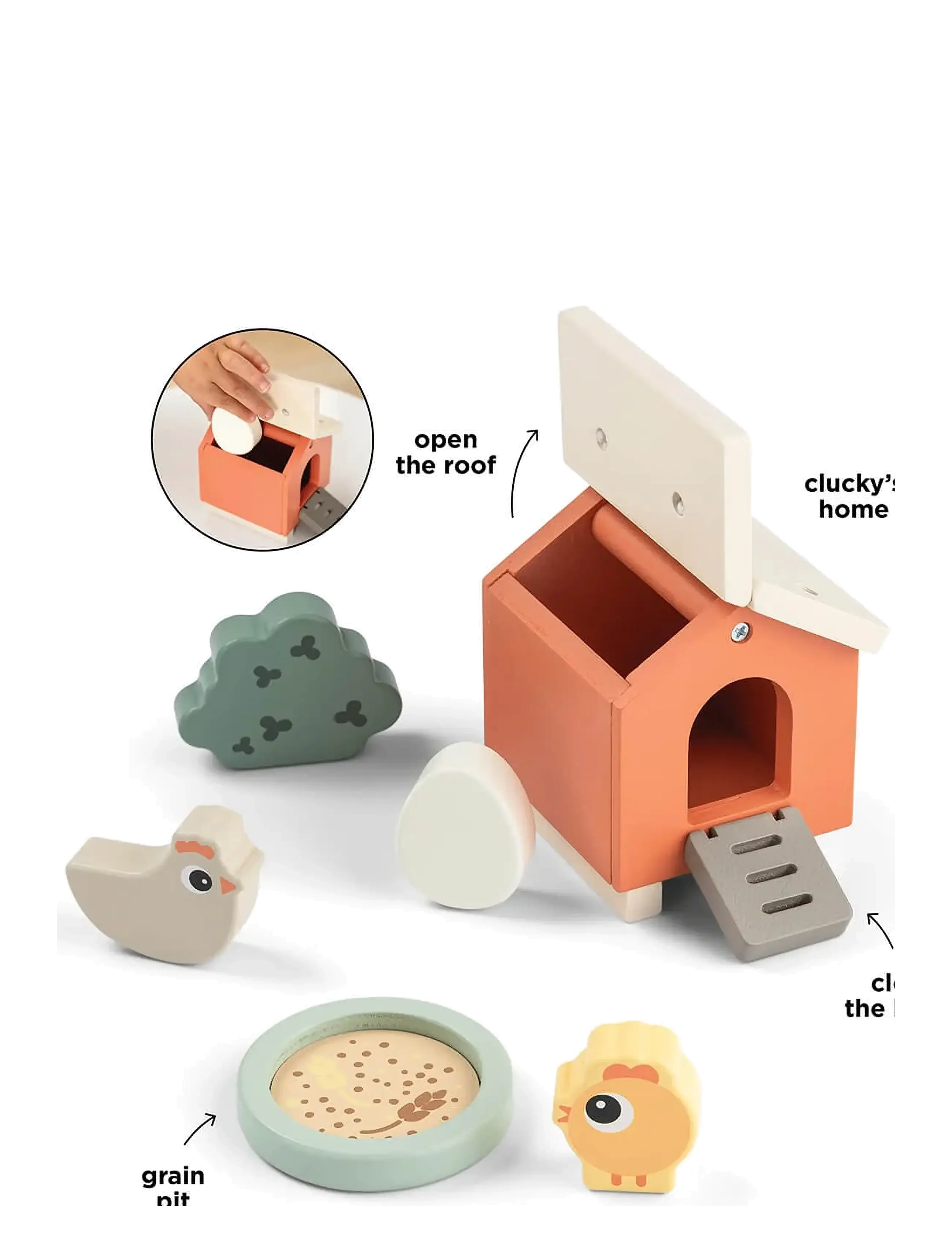 Done by Deer - Tiny farm play set Clucky Colour mix - wooden figures - colour mix - 4