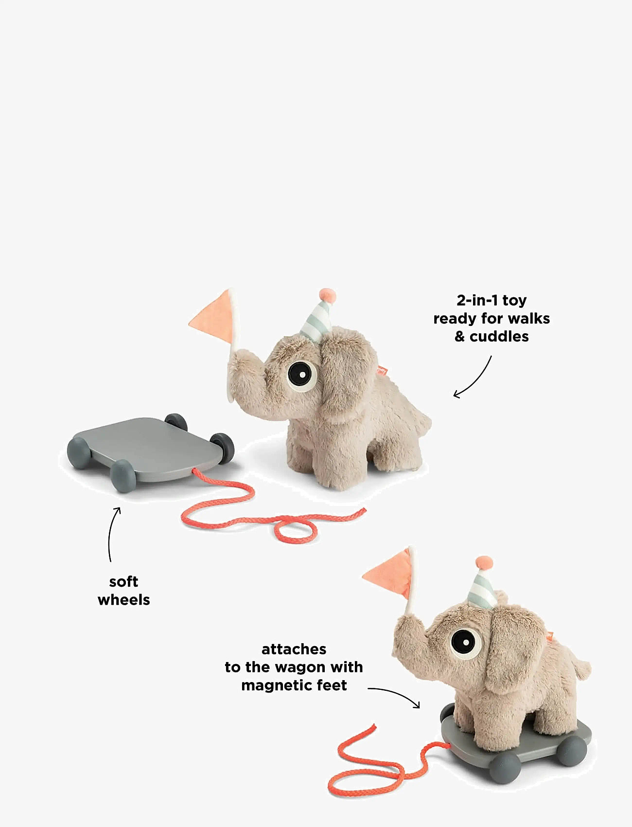 Done by Deer - Pull along 2-in-1 toy Elphee Sand - traukiami žaislai - sand - 3