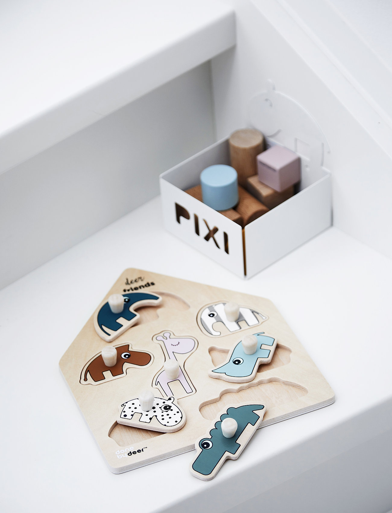 Done by Deer - Peg puzzle Deer friends Colour mix - knoppussel - colour mix - 1