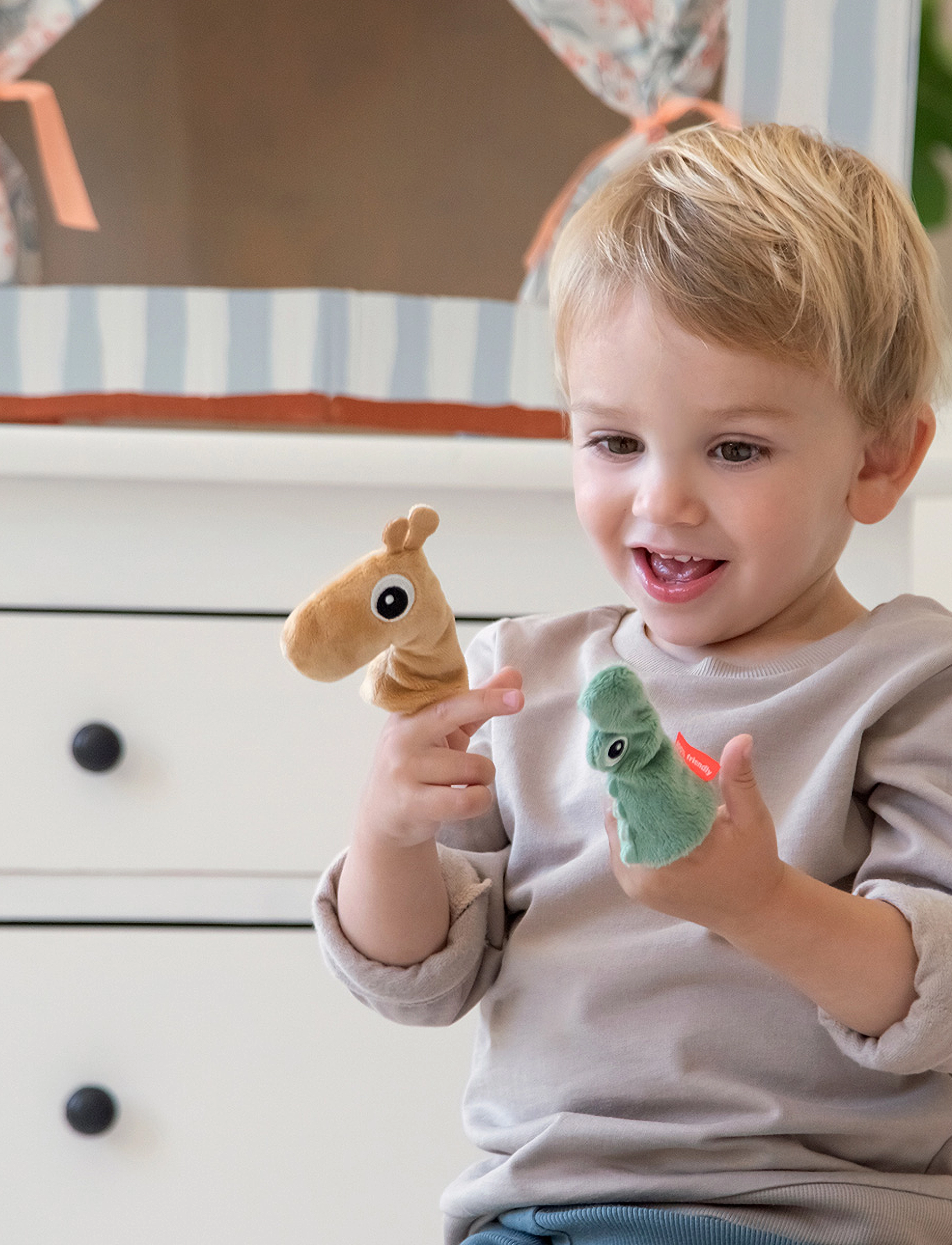 Done by Deer - Finger puppet set 3 pcs Deer friends Colour mix - colour mix - 2