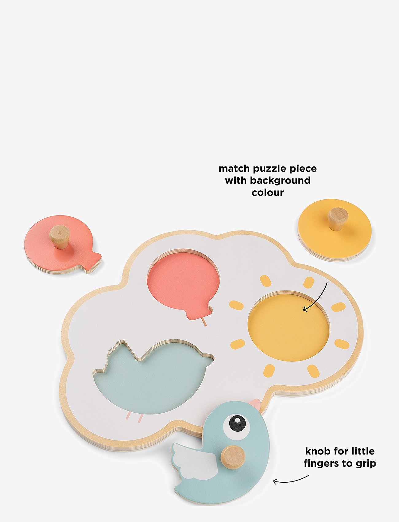 Done by Deer - First peg puzzle Happy clouds Colour mix - holzpuzzle - colour mix - 2