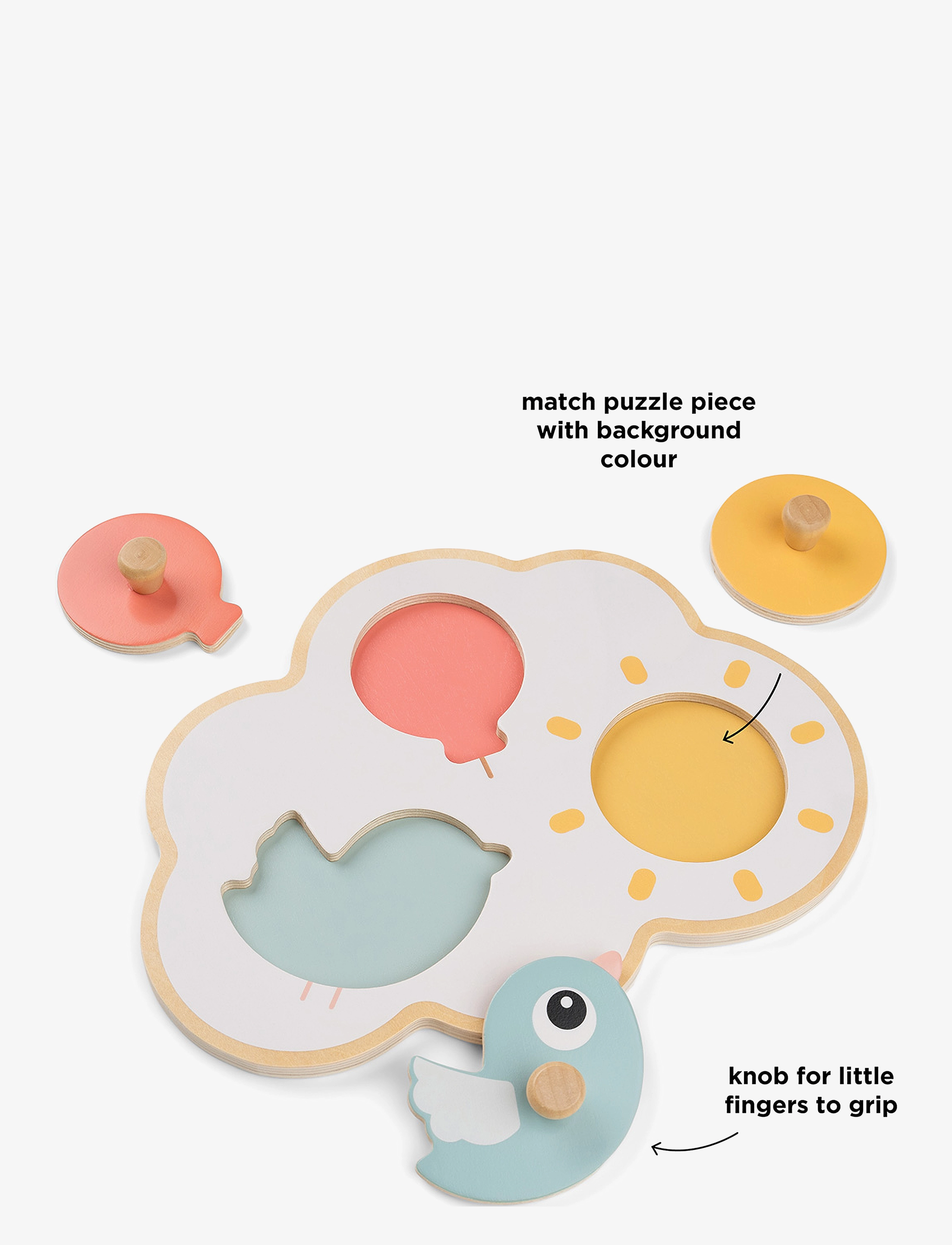 Done by Deer - First peg puzzle Happy clouds Colour mix - puslespill i tre - colour mix - 3