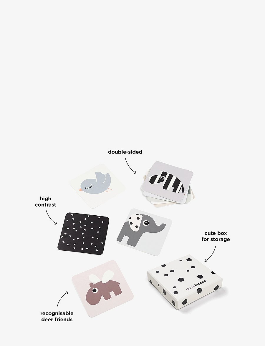 Done by Deer - Baby contrast card 10-pack Deer friends Colour mix - interaktiivsed mänguasjad - colour mix - 4