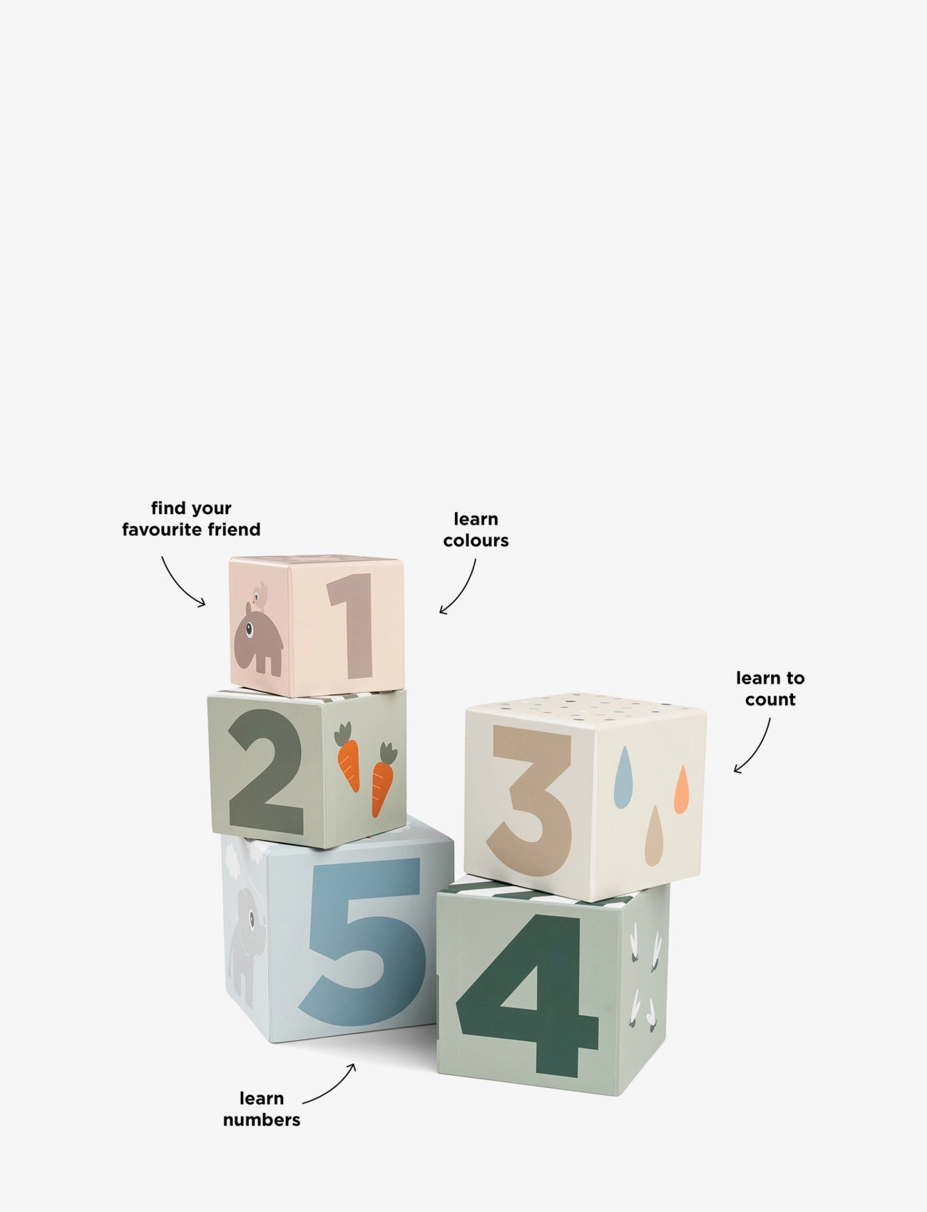 Done by Deer - Stacking cubes 5 pcs Deer friends Colour mix - rakennuspalikat - colour mix - 1