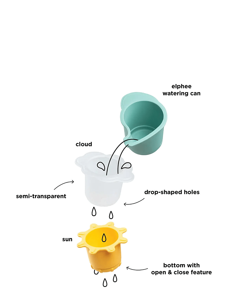 Done by Deer - Water play & stacking cups 3 pcs Elphee Colour mix - badespielzeug - colour mix - 1