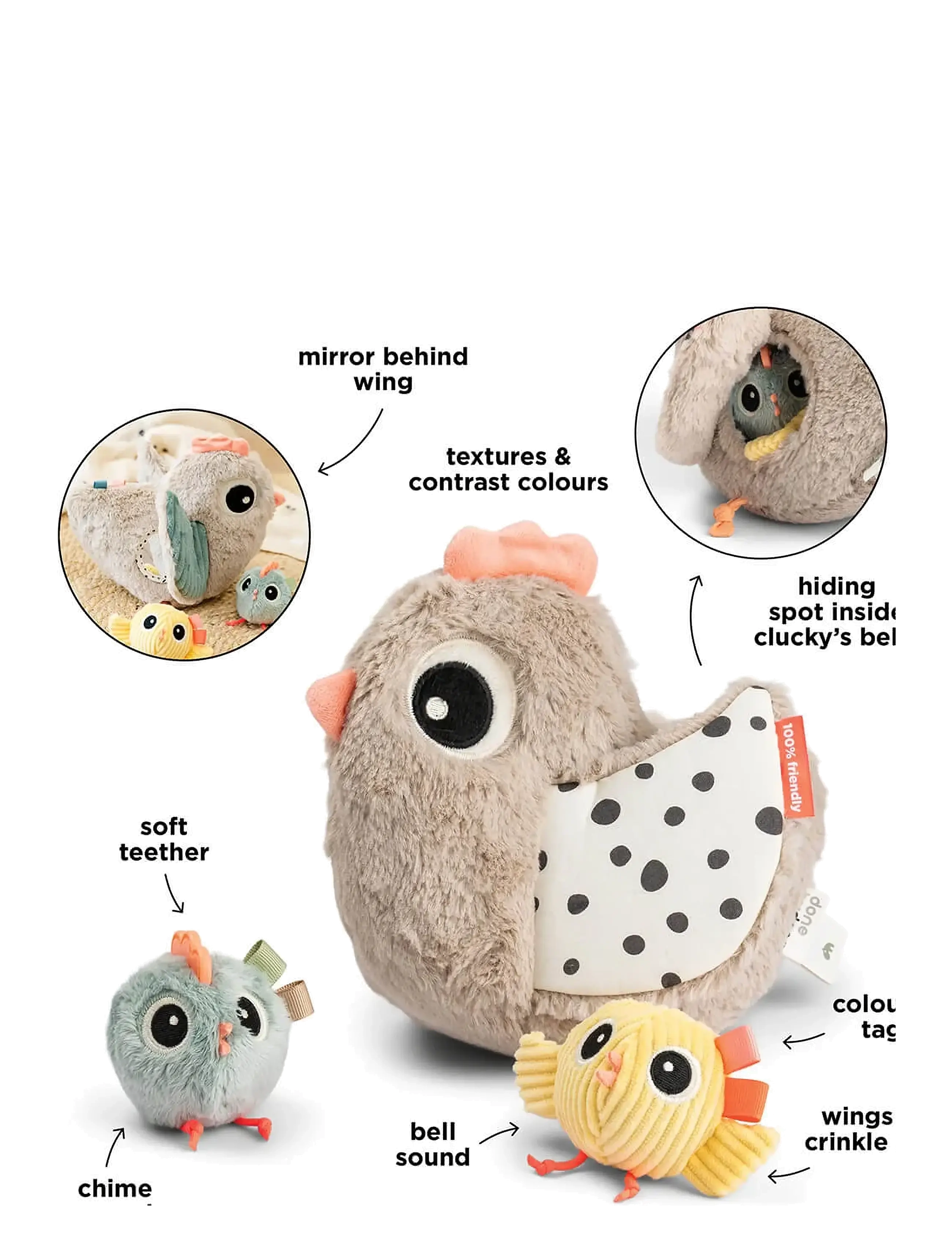 Done by Deer - Hide&Seek activity toy Clucky Sand - mjukisdjur - sand - 3