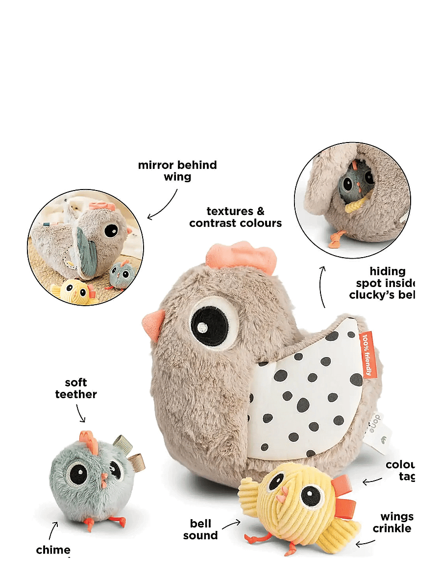 Done by Deer - Hide&Seek activity toy Clucky Sand - pehmoeläimet - sand - 3