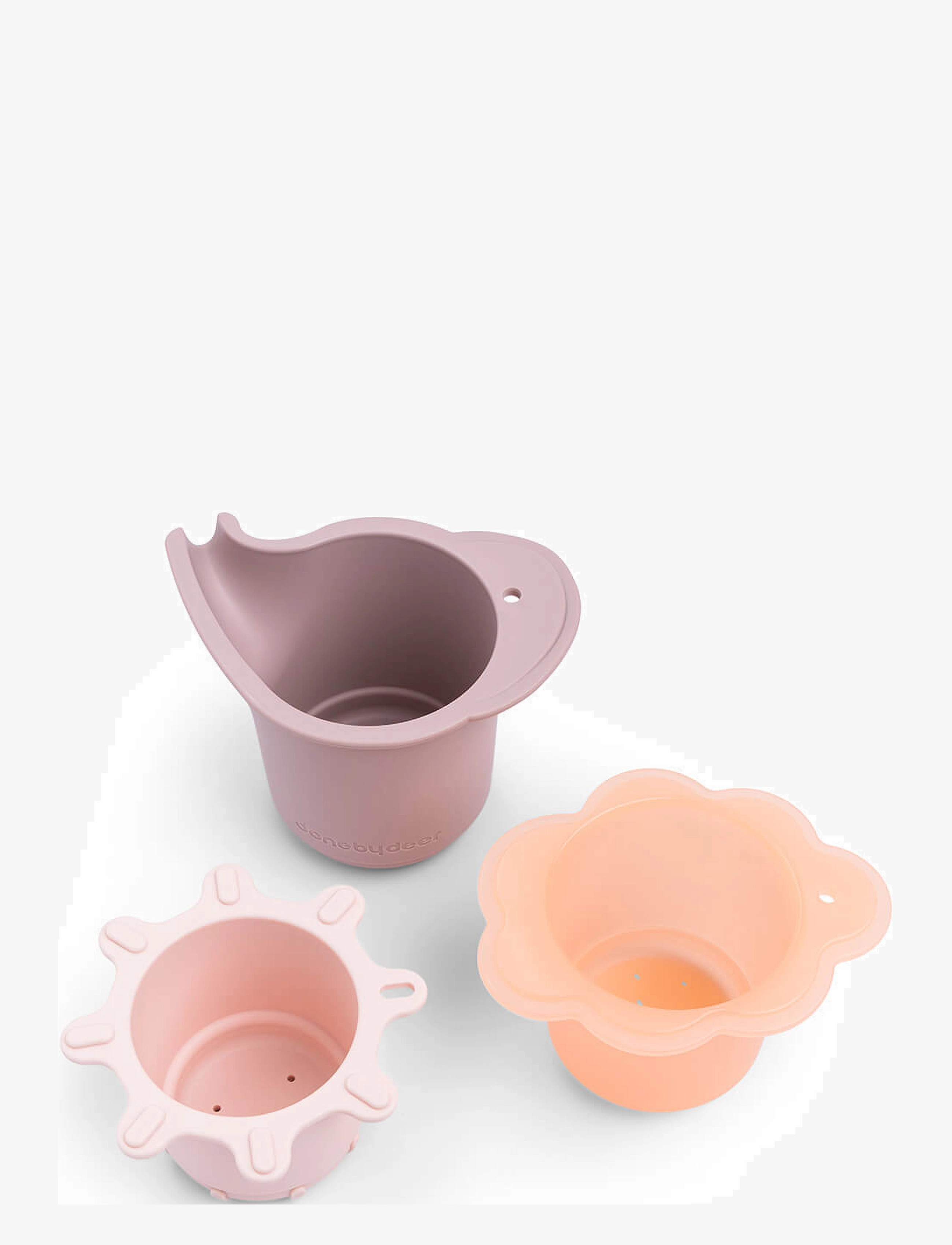 Done by Deer Water Play & Stacking Cups 3 Pcs Elphee Powder, ELPHEE:H 7.5 cm.CLOUD:H 6.5 cm.SUN:H 5.8 cm, Bath Spielzeug, Rosa - Kinder