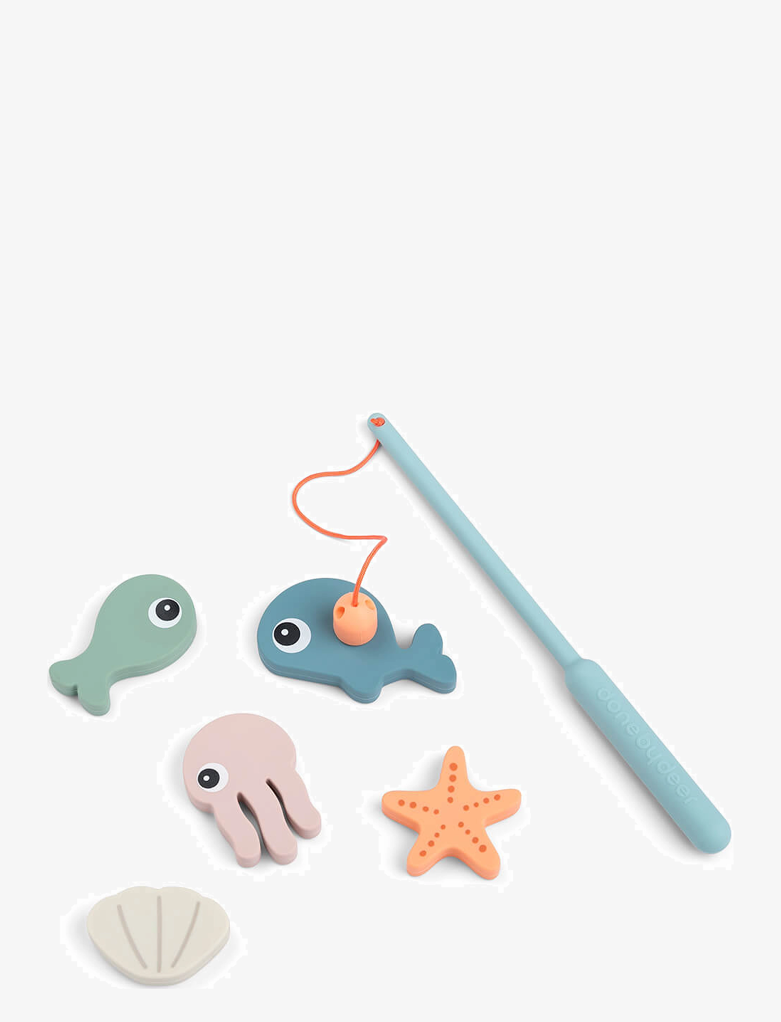 Done by Deer Bath Fishing Toy Sea Friends Colour Mix, FISHING ROD:21 cm, Bathroom, Mehrfarbig/gemustert - Time, Kinder