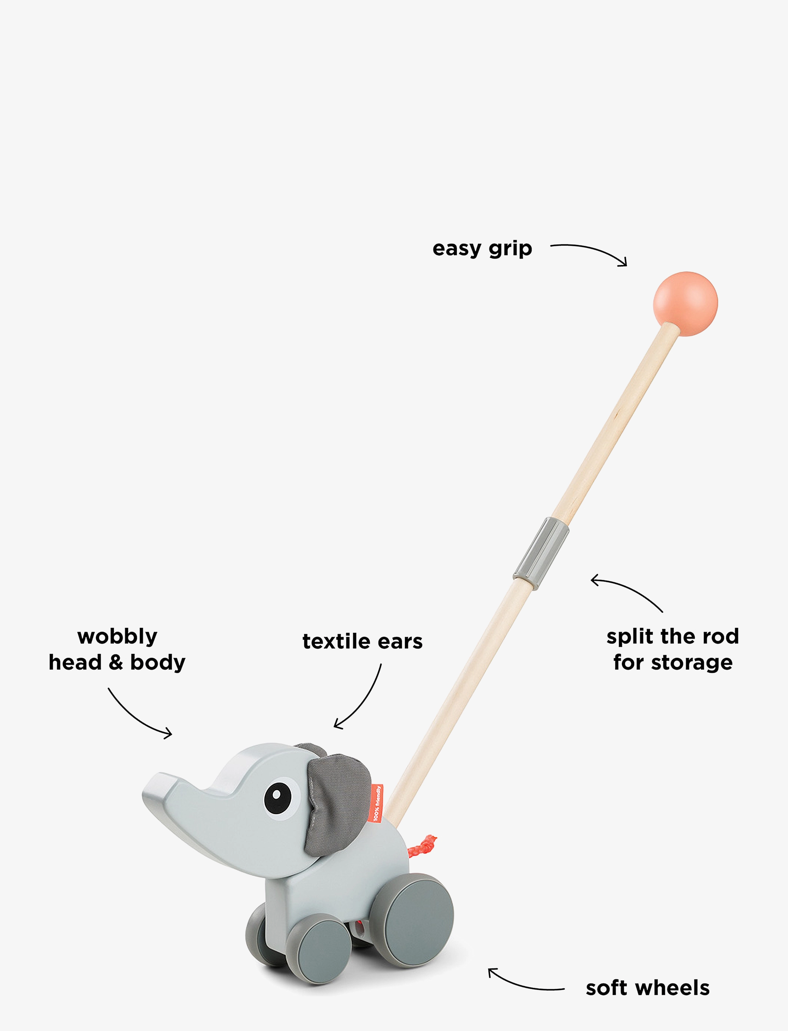Done by Deer - Push along Elphee Grey - göngugrindur - grey - 2