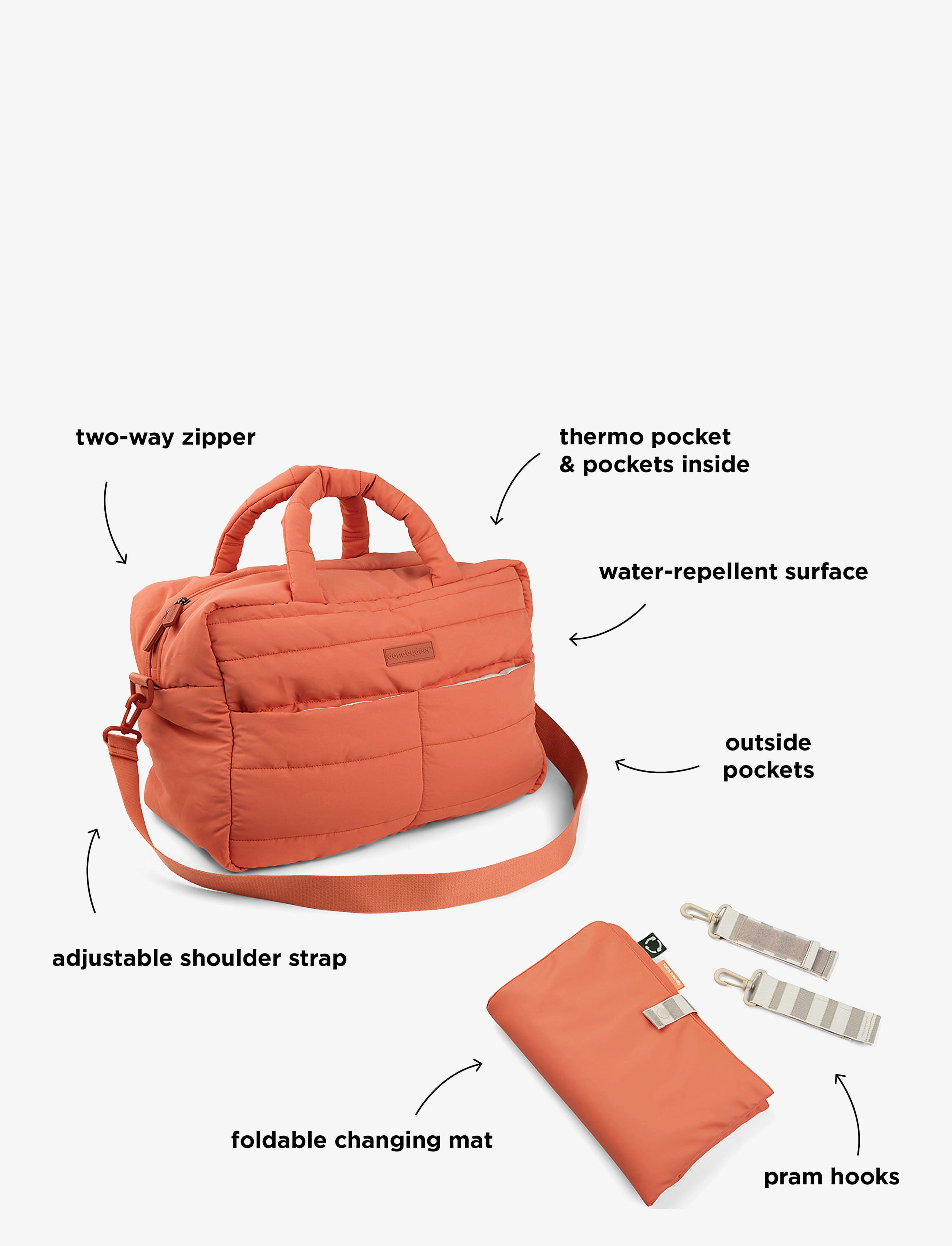 Done by Deer - Quilted changing bag Papaya - papaya - 2