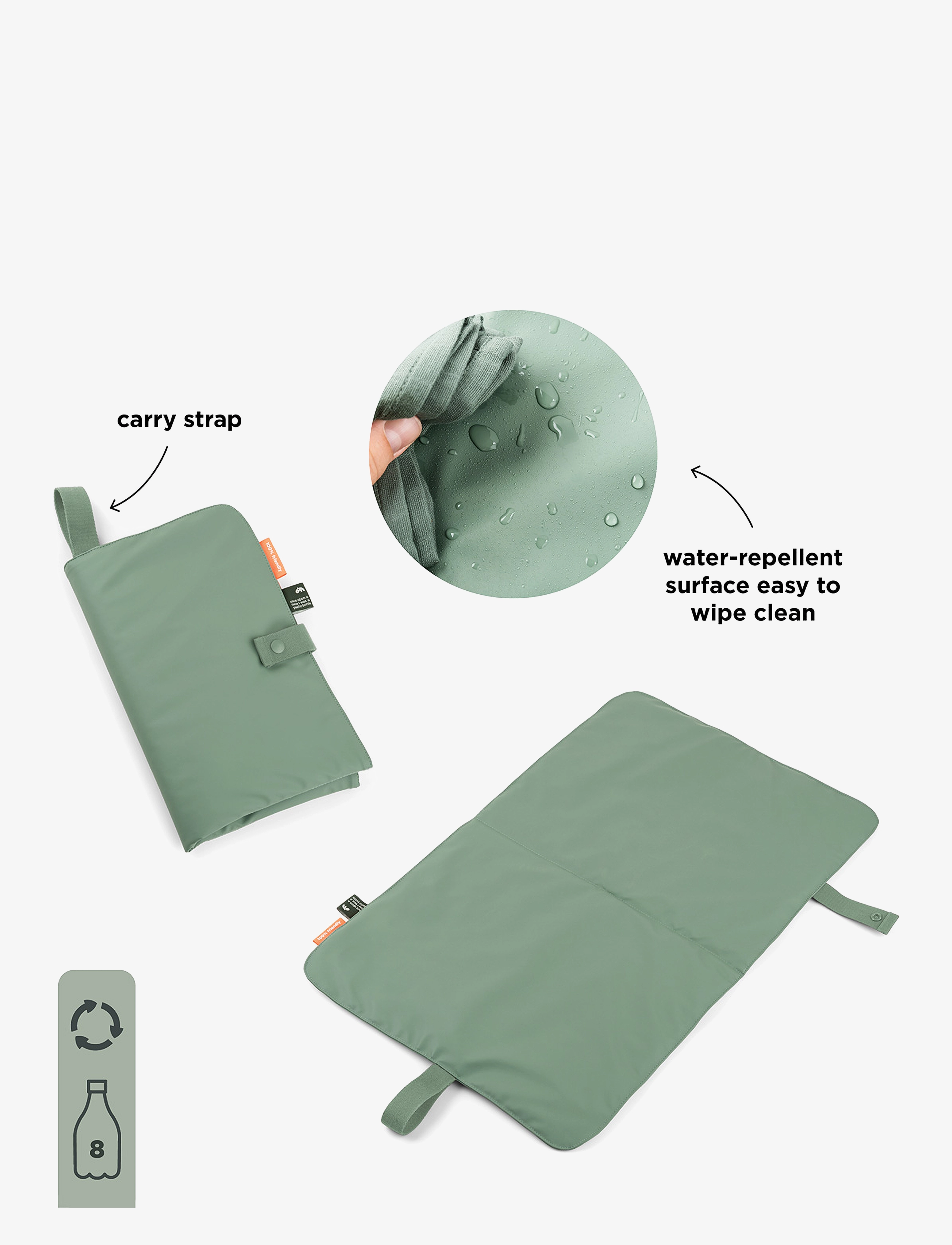 Done by Deer - Foldable changing mat Green - changing mats - green - 5
