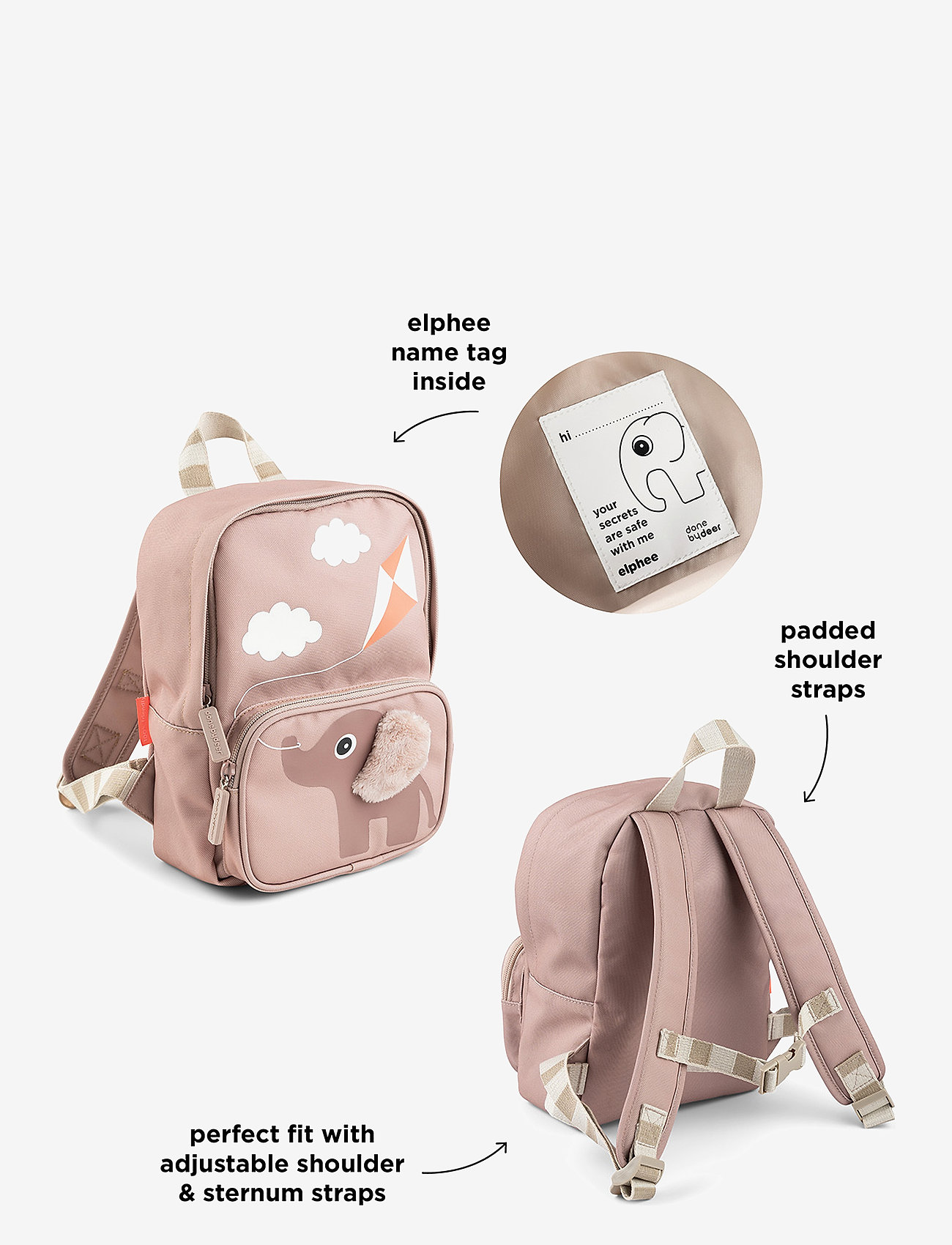 Done by Deer - Kids backpack Elphee Powder 4 L - powder - 4