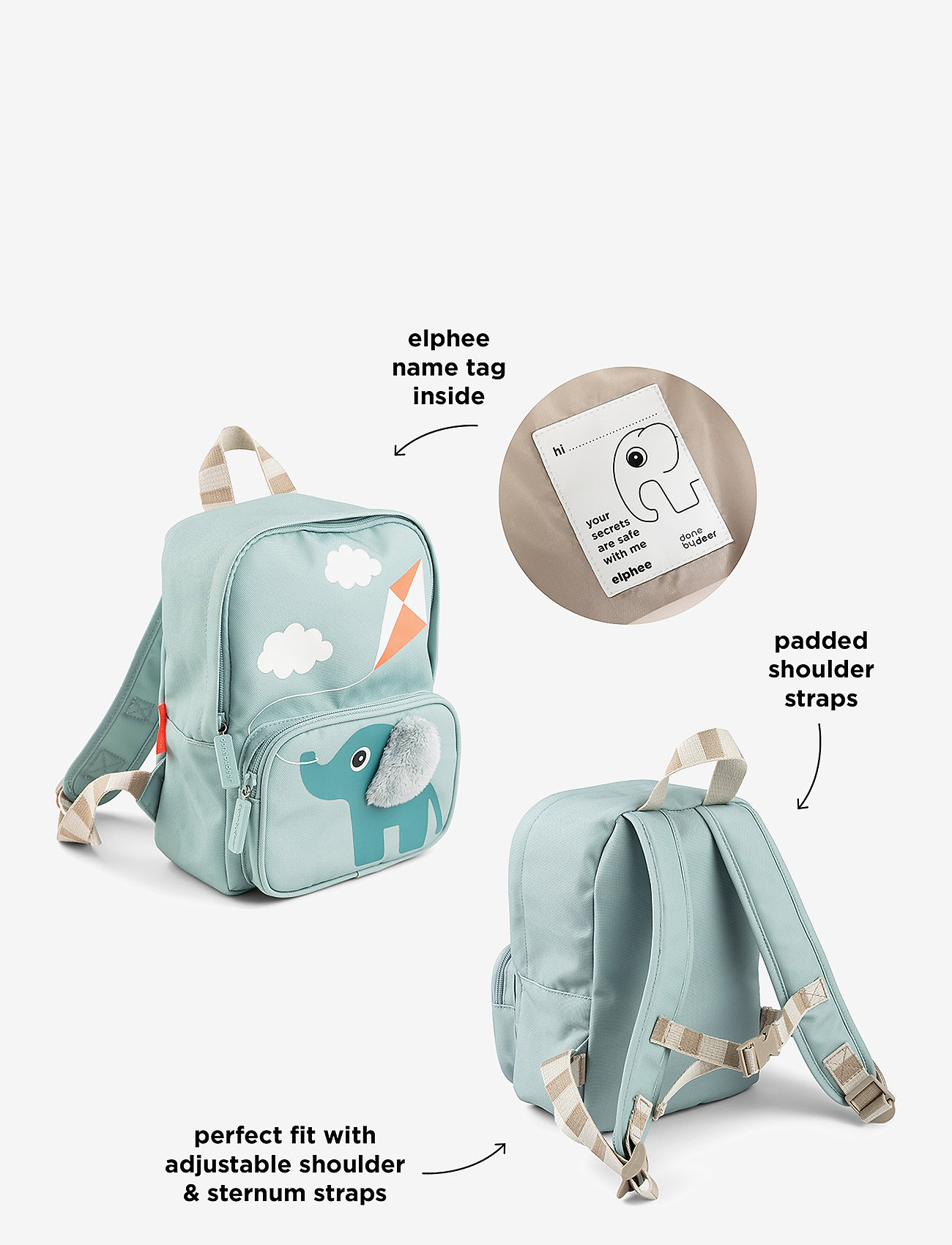 Done by Deer - Kids backpack Elphee Blue 4 L - ryggsäckar - blue - 4