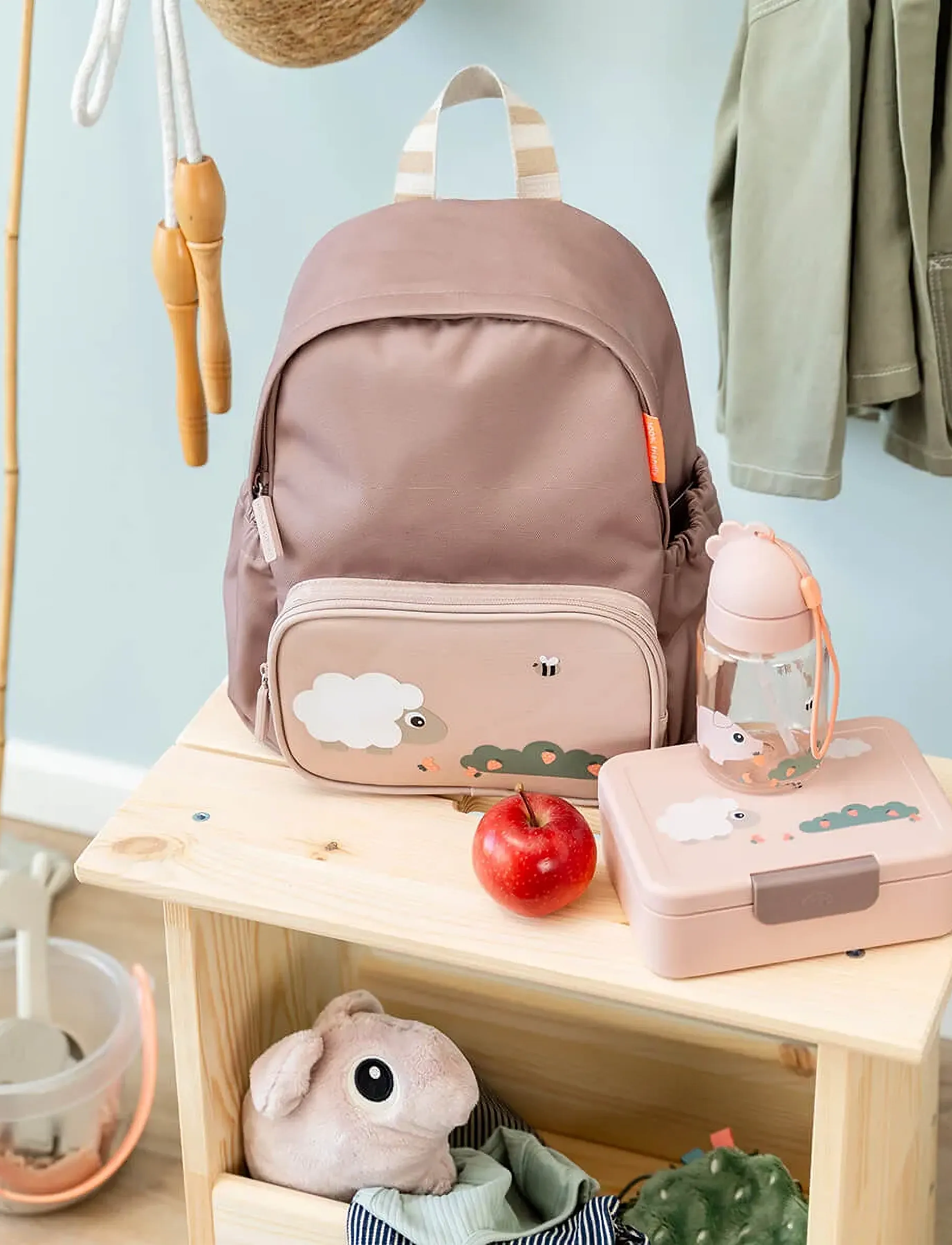 Done by Deer Kids Backpack Tiny Farm Powder 7,5 L, 27X 16X H 32 cm.7.5L, Bags, Rosa - Backpacks, Kinder