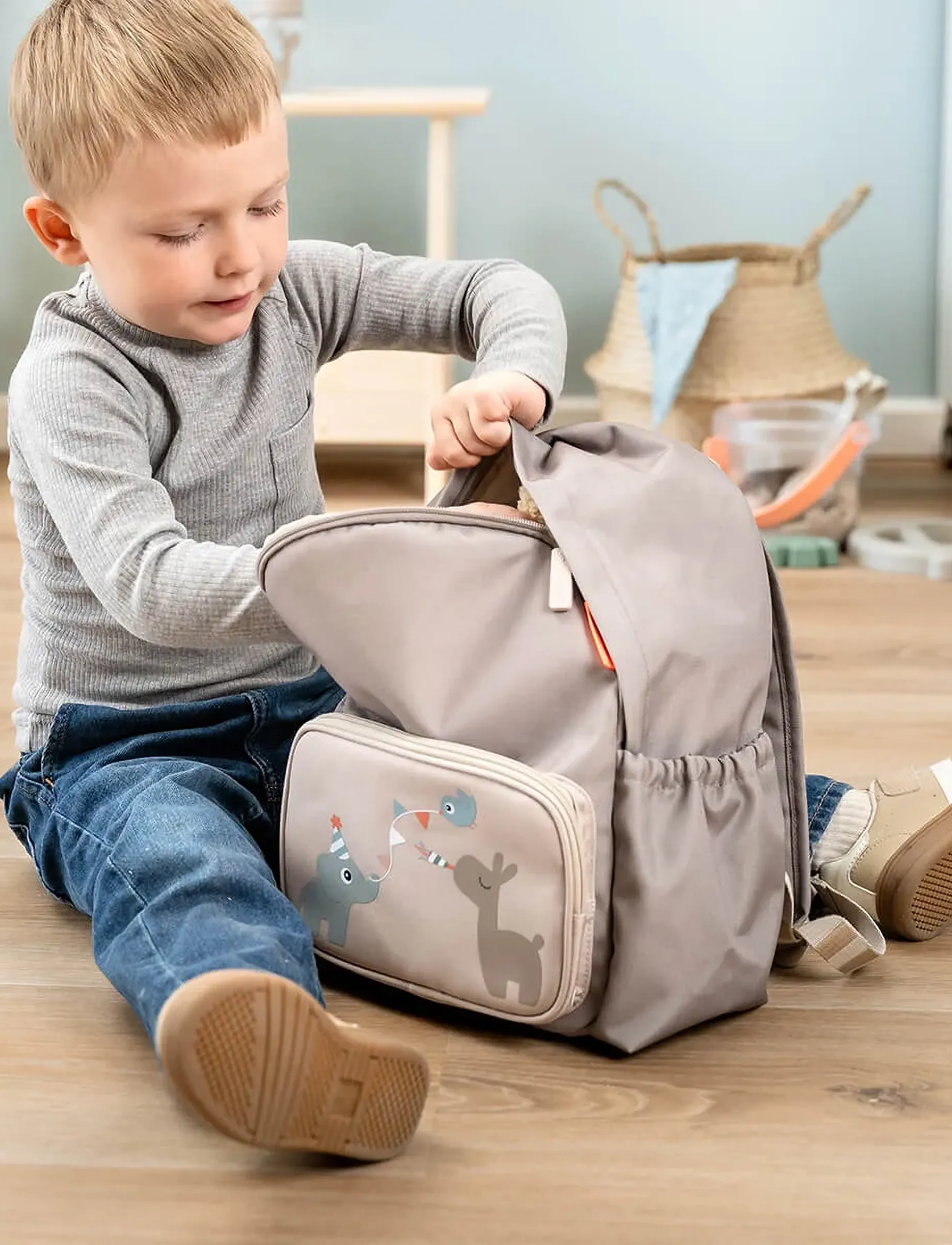 Done by Deer Kids Backpack Celebration Sand 7,5 L, 27X 16X H 32 cm.7.5L, Bags, Grau - Backpacks, Kinder