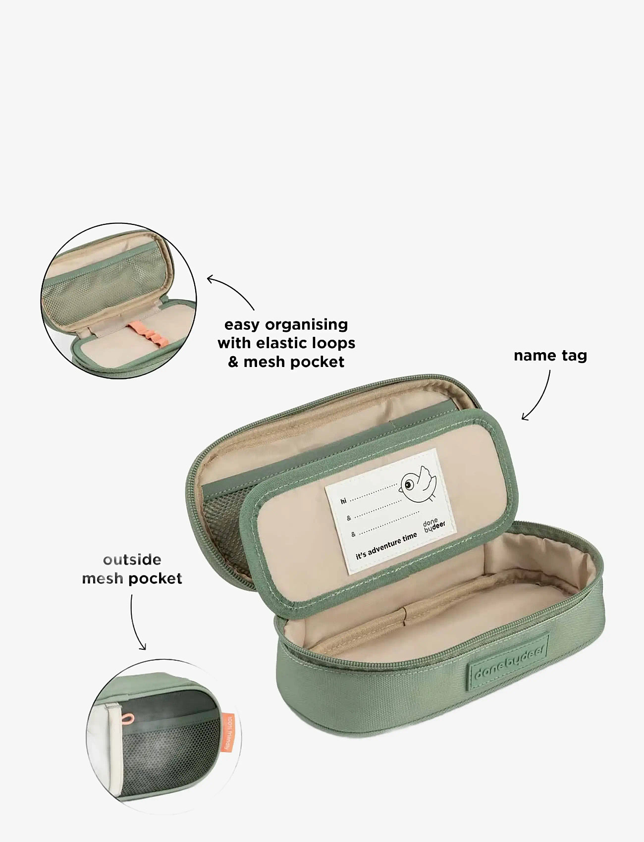 Done by Deer - Pencil case Tiny trails Green - federmäppchen - green - 5