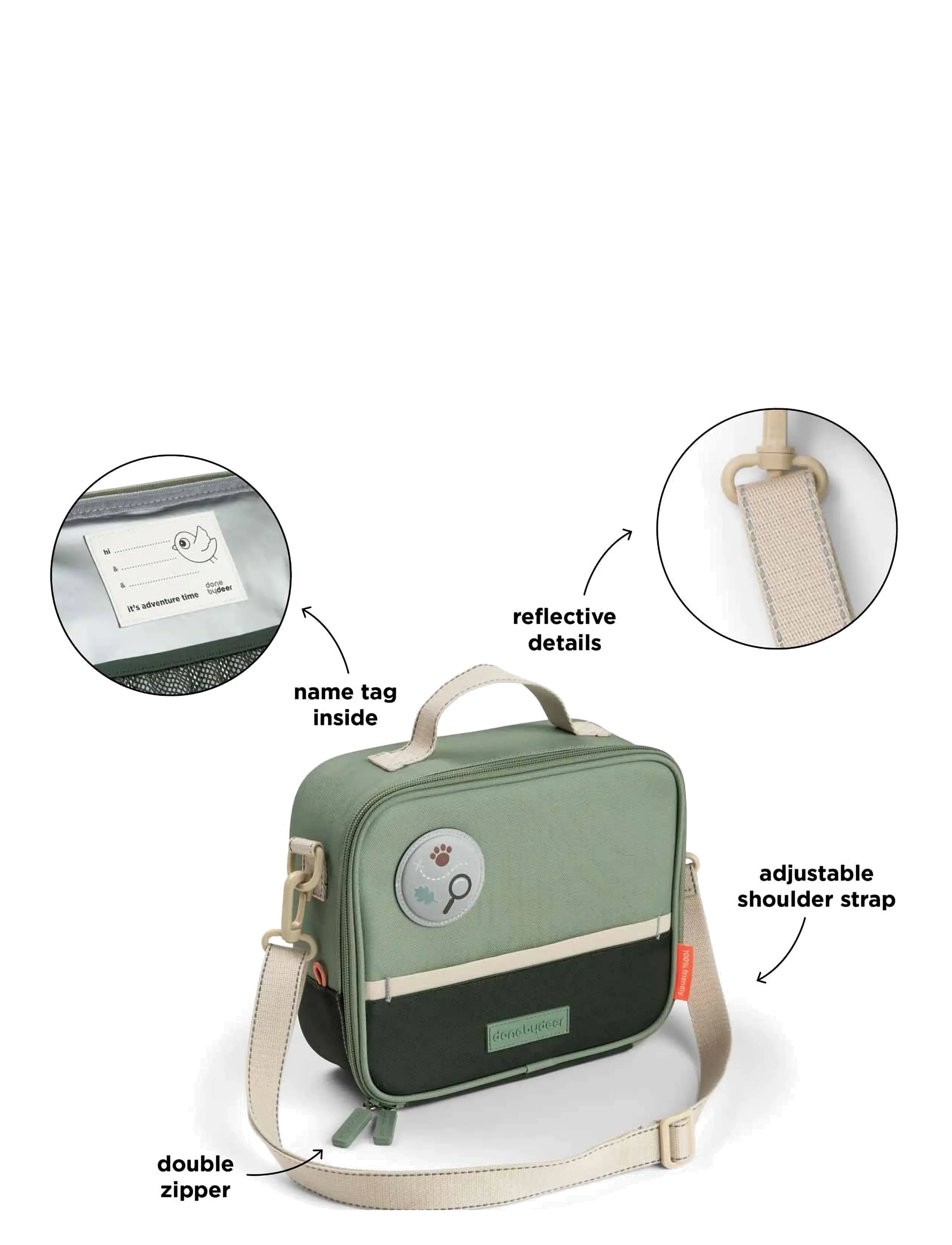 Done by Deer - Insulated lunch bag Tiny trails Green 4 L - tygpåsar & små väskor - green - 3