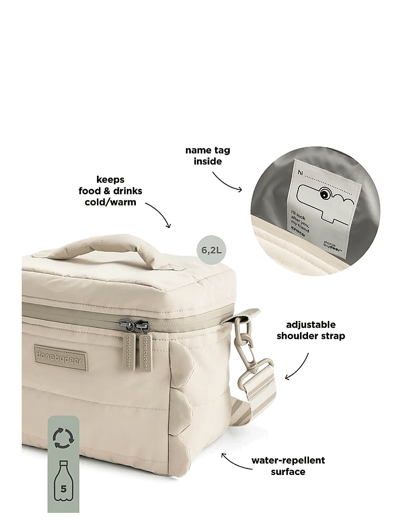 Done by Deer - Quilted insulated bag Croco Sand - lõunasöögikarbid - sand - 4