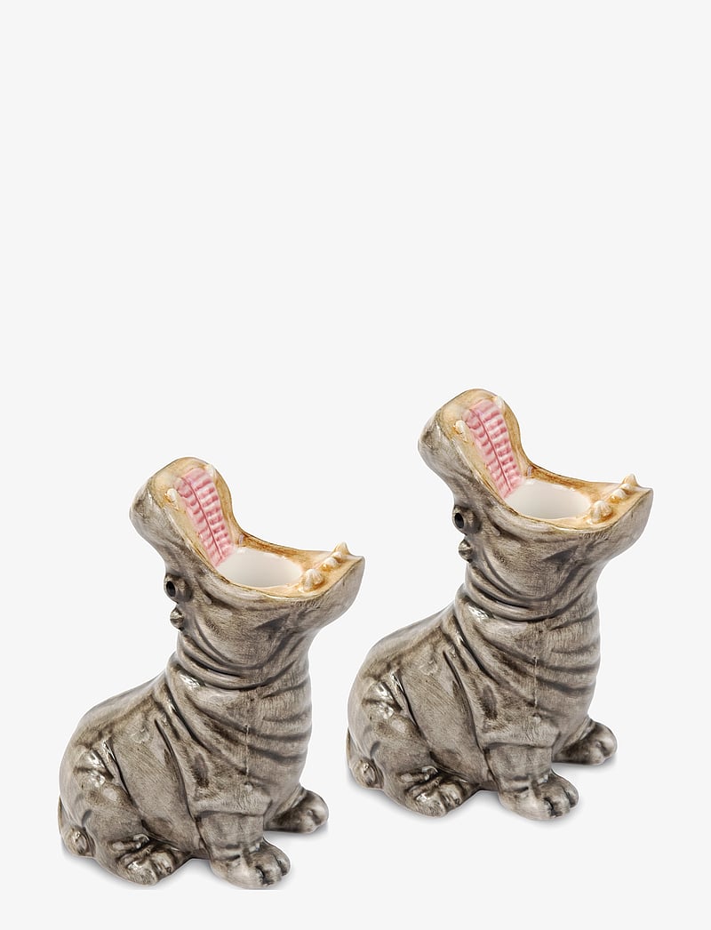 Donkey - Hungry Hippos (2 pcs.) - Candle holders - küünlajalad - grey - 0