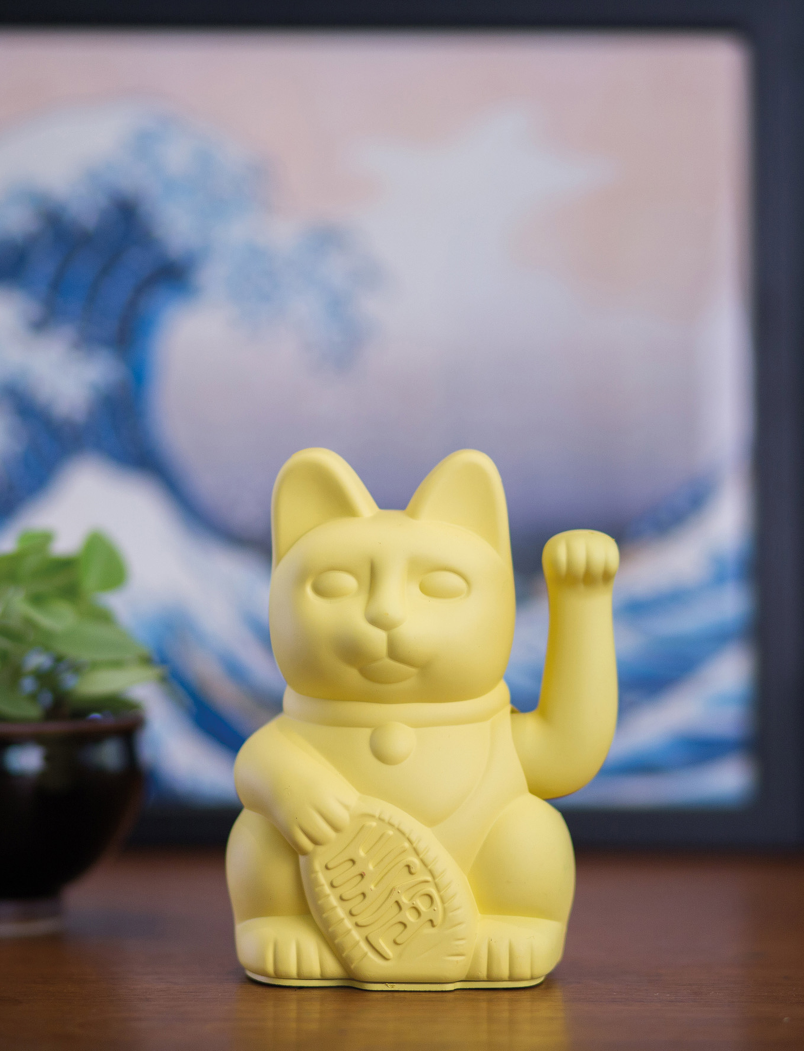 Donkey Maneki-Neko Lucky Cat, H:15 cm, Decorative Accessories-details, Gelb - Porcelain Figures & Sculptures, Homeware