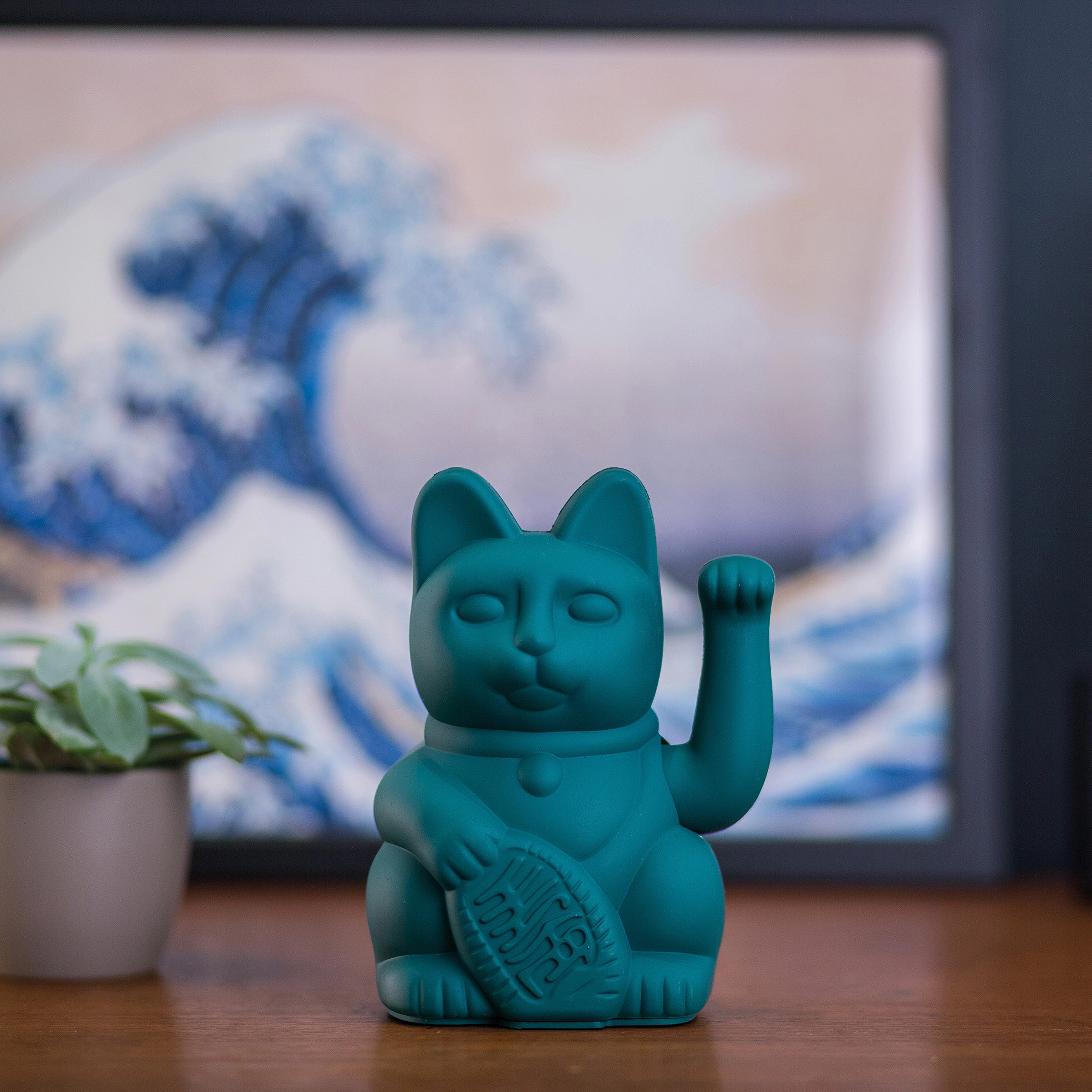 Donkey Maneki-Neko Lucky Cat, H:15 cm, Decorative Accessories-details, Grün - Porcelain Figures & Sculptures, Homeware