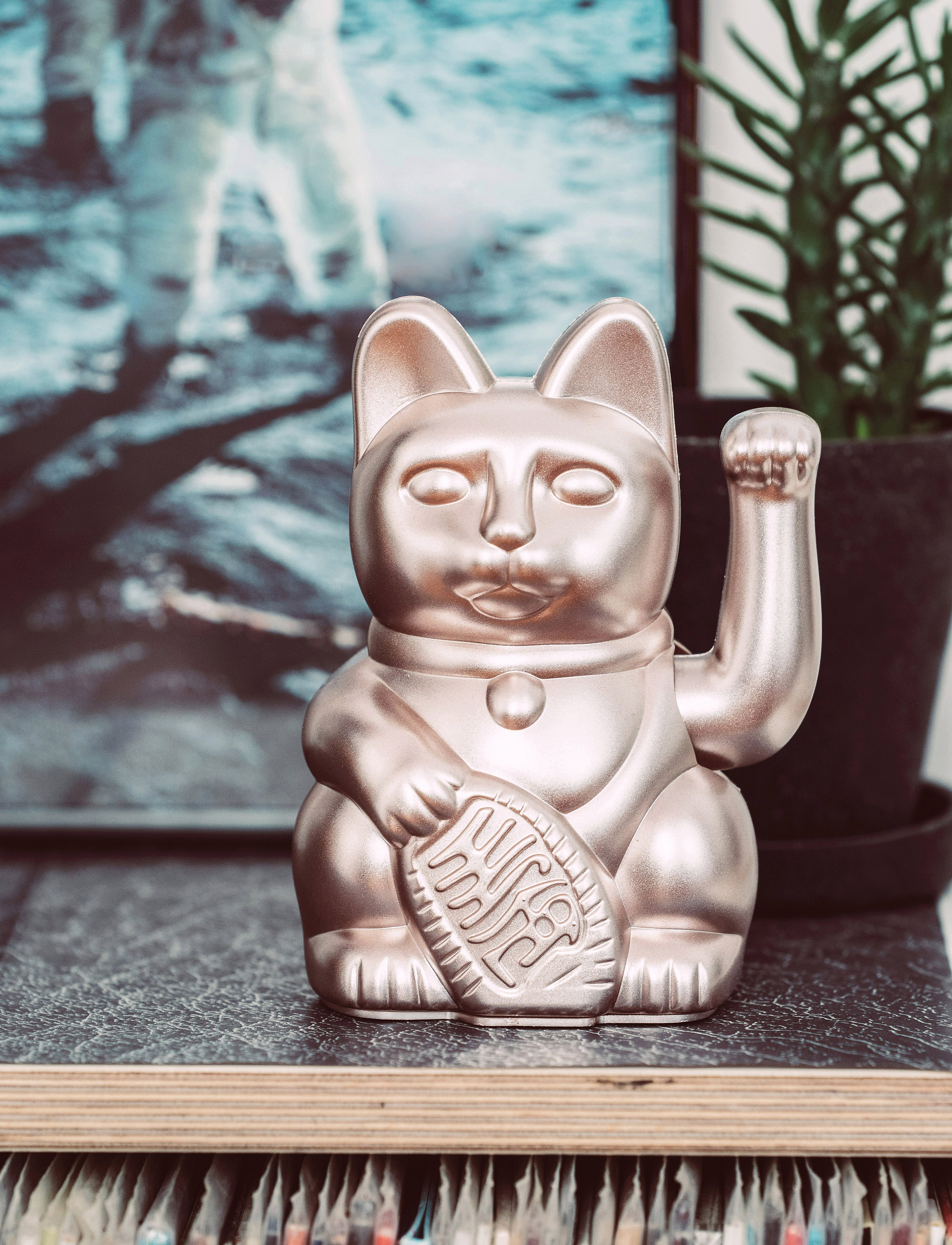 Donkey Maneki-Neko Lucky Cat, H:15 cm, Decorative Accessories-details, Silber - Porcelain Figures & Sculptures, Homeware