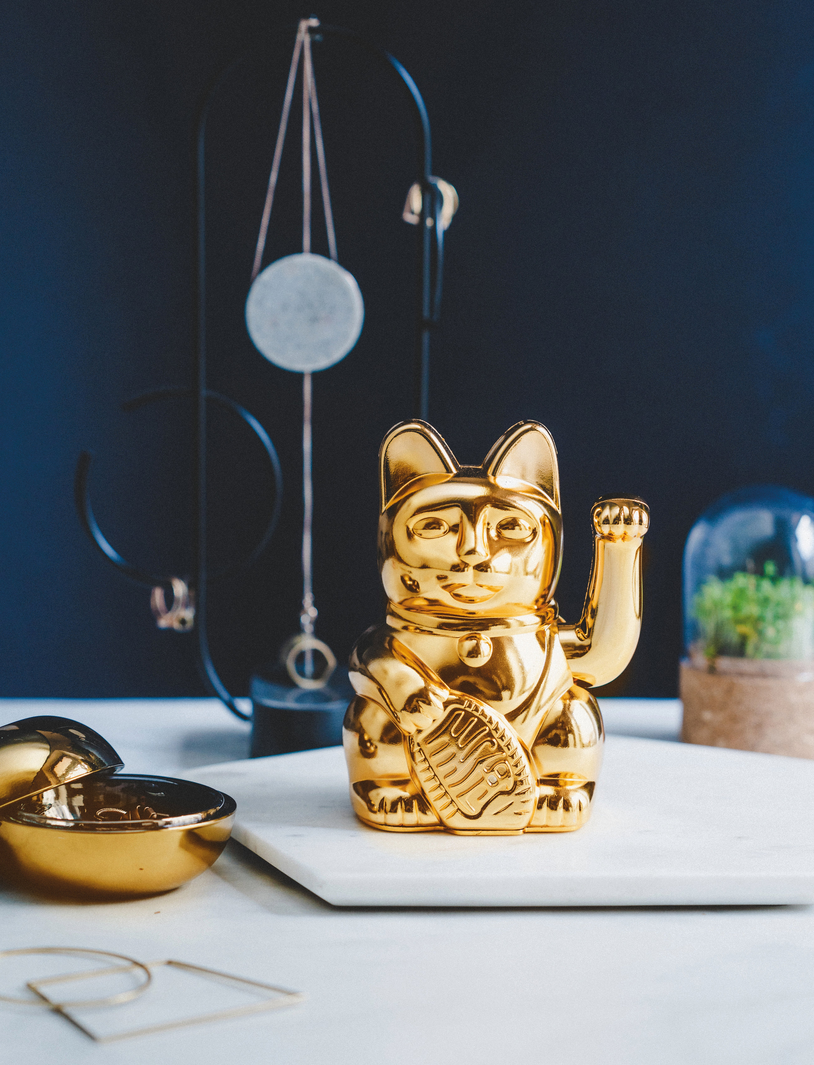 Donkey Maneki-Neko Lucky Cat (Special Edition), H:15 cm, Decorative Accessories-details, Gold - Porcelain Figures & Sculptures, Homeware