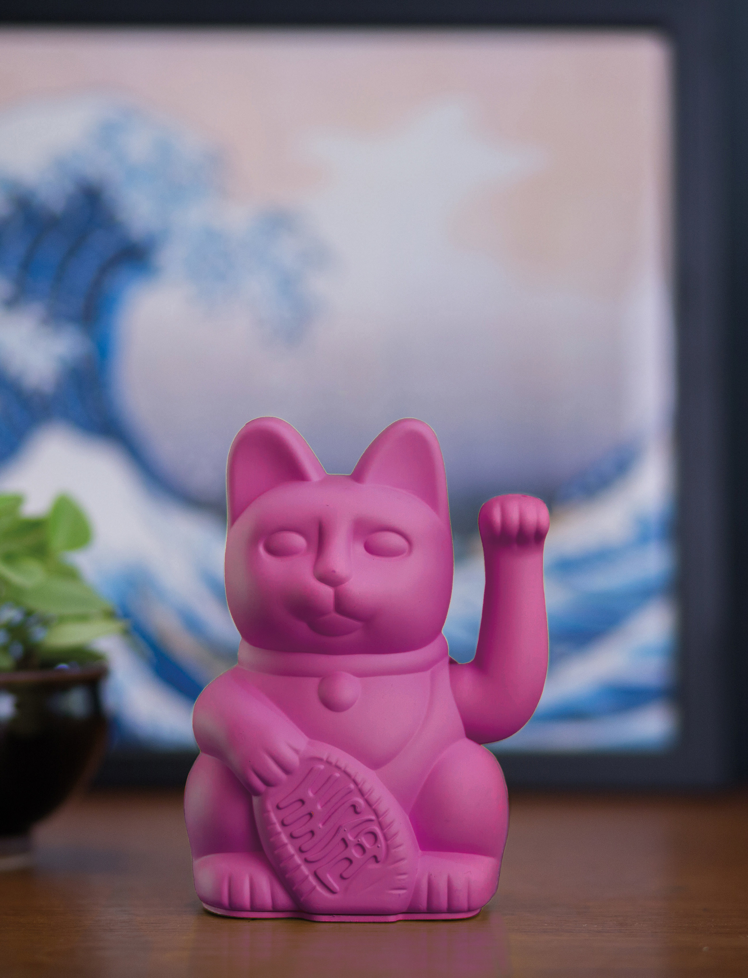 Donkey Maneki-Neko - Lucky Cat, H:15 cm, Purple, Dekorativt Tilbehør-Detaljer > Porcelænsfigurer Og -Skulpturer, Unisex