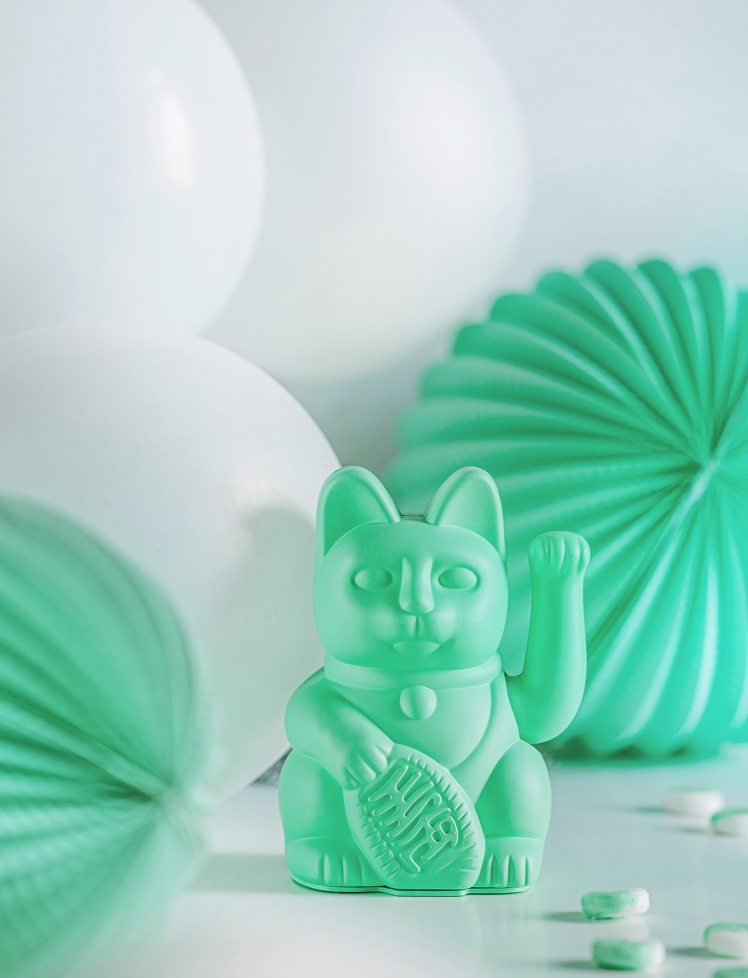 Donkey Maneki-Neko - Lucky Cat, 9X8.5X15 cm, Green, Dekorativt Tilbehør-Detaljer > Porcelænsfigurer Og -Skulpturer, Unisex