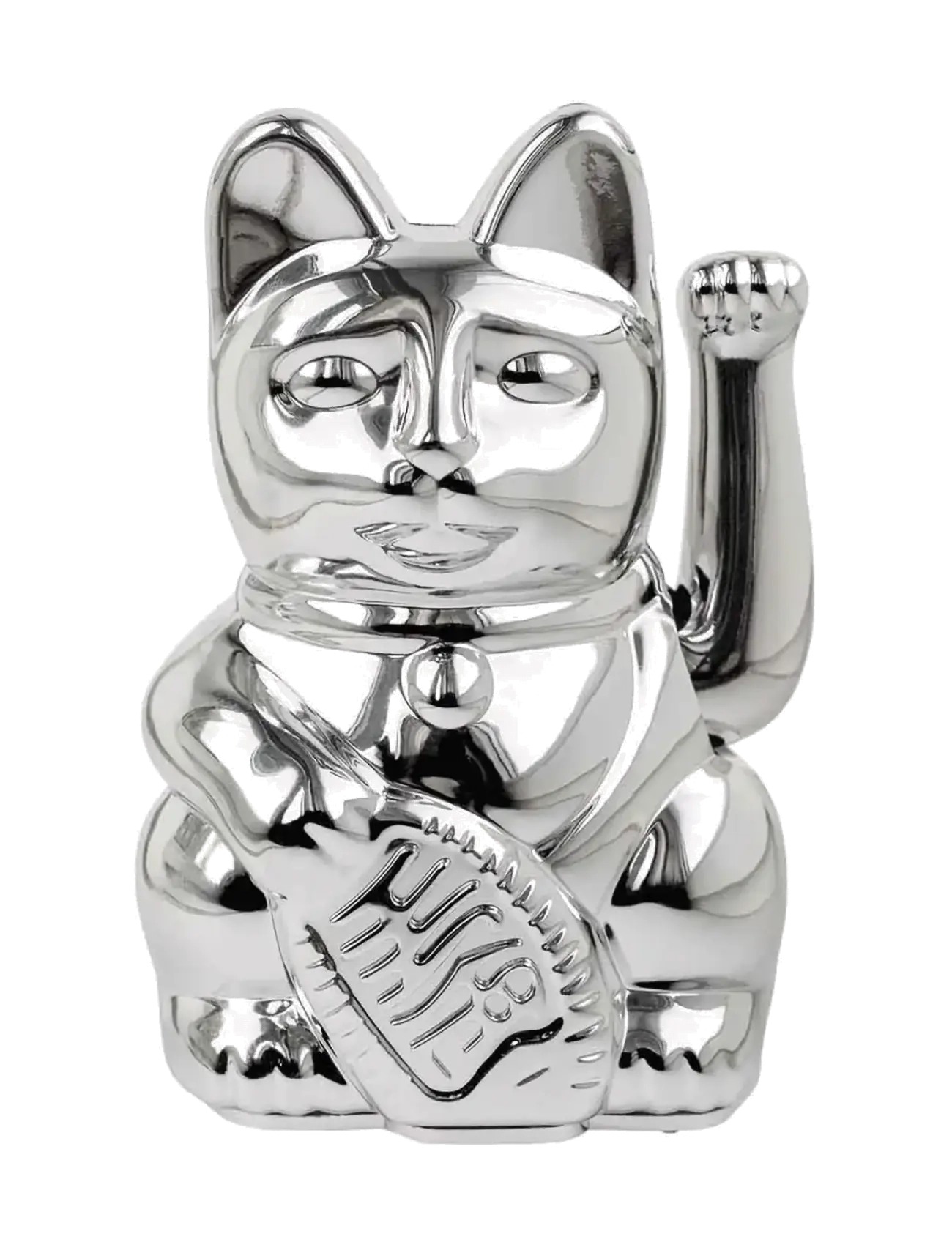 Donkey Vinkende Kat Maneki-Neko Shiny Silver, H15 cm, Decorative Accessories-details, Silber - Figures & Sculptures, Homeware