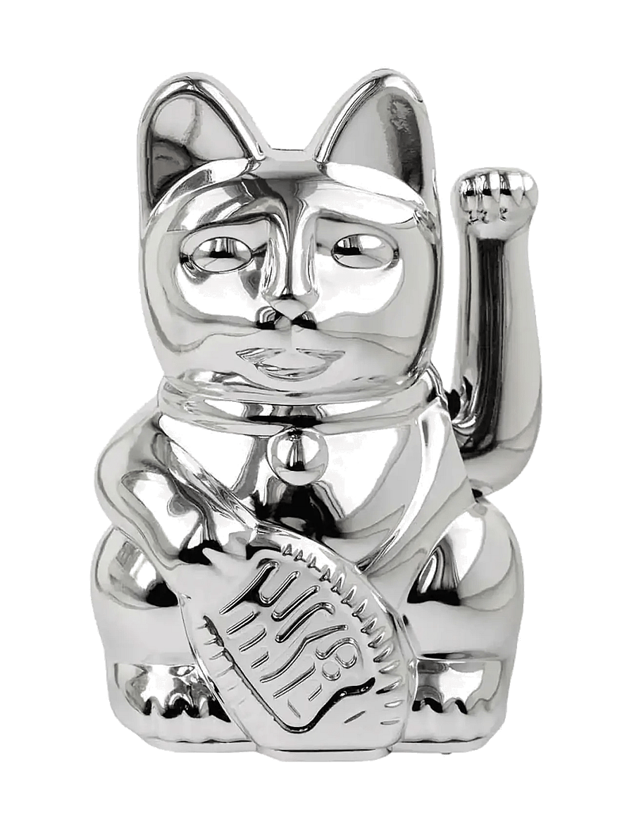 Donkey - Vinkende Kat - Maneki-Neko - Shiny - Silver - figuri ja skulptuurid - silver - 0