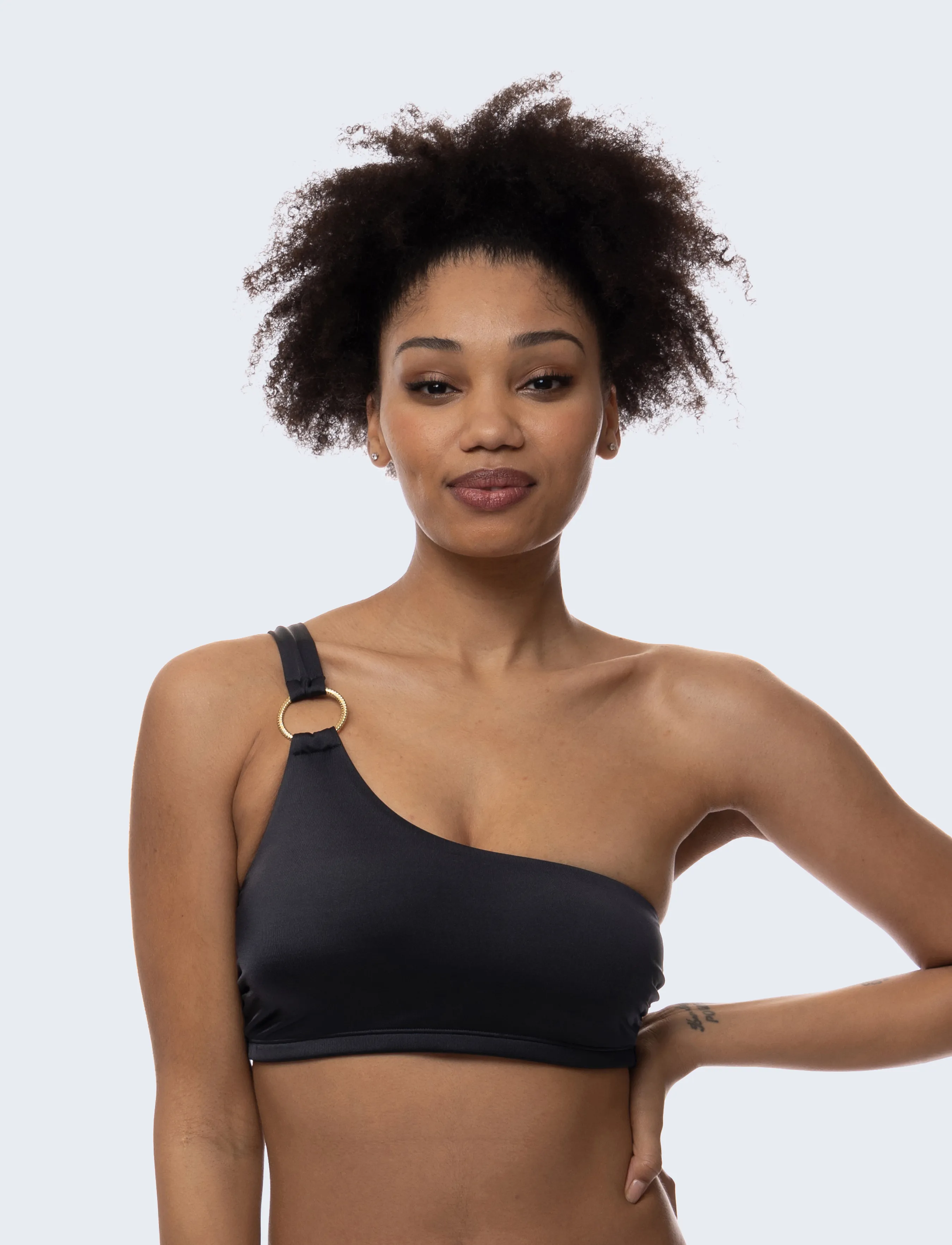 Dorina Azores Bikini Top, Kvinder, En Skulder Bikini Top, Sort, Str: XS