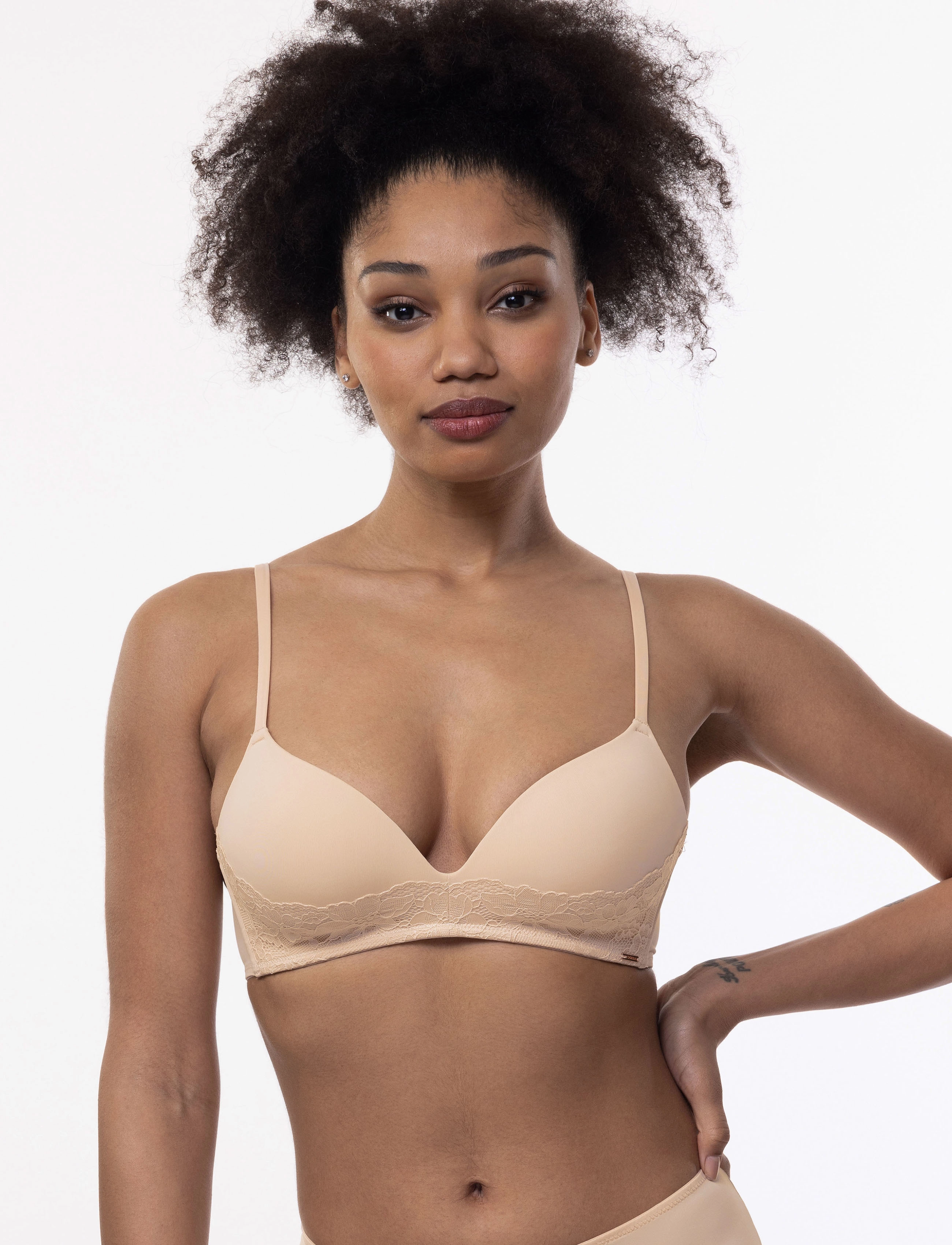 Dorina - FILI/LACE-2PP LIGHT PADDED SOFT BRA - push up rinnahoidjad - beige/black - 0