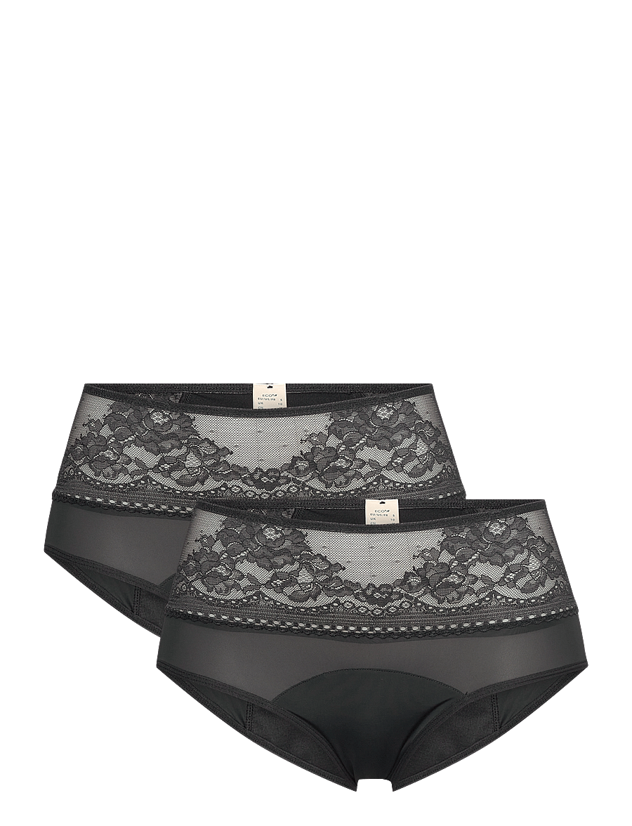 Dorina - ECO MOON/LACE-2PP Midi - perioden- und wochenbett-höschen - black/black - 1