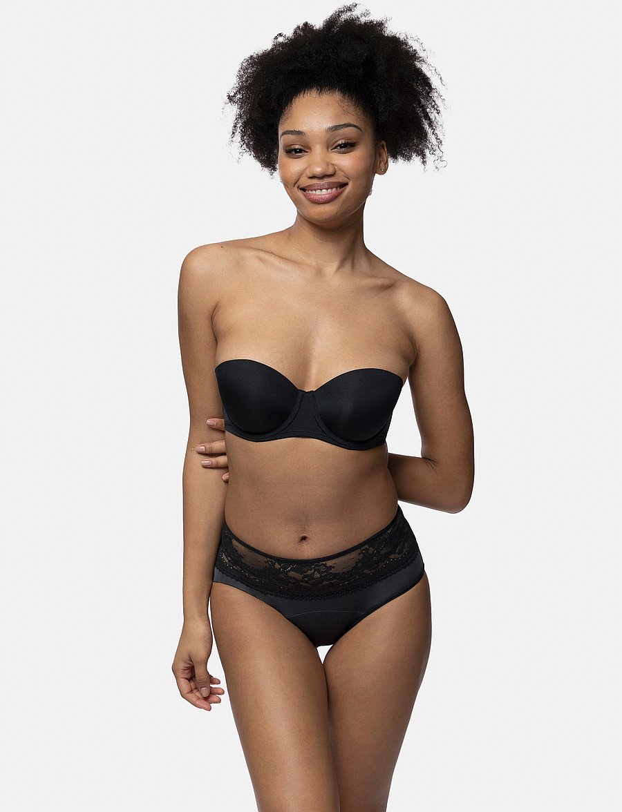 Dorina - ECO MOON/LACE-2PP Midi - perioden- und wochenbett-höschen - black/black - 0