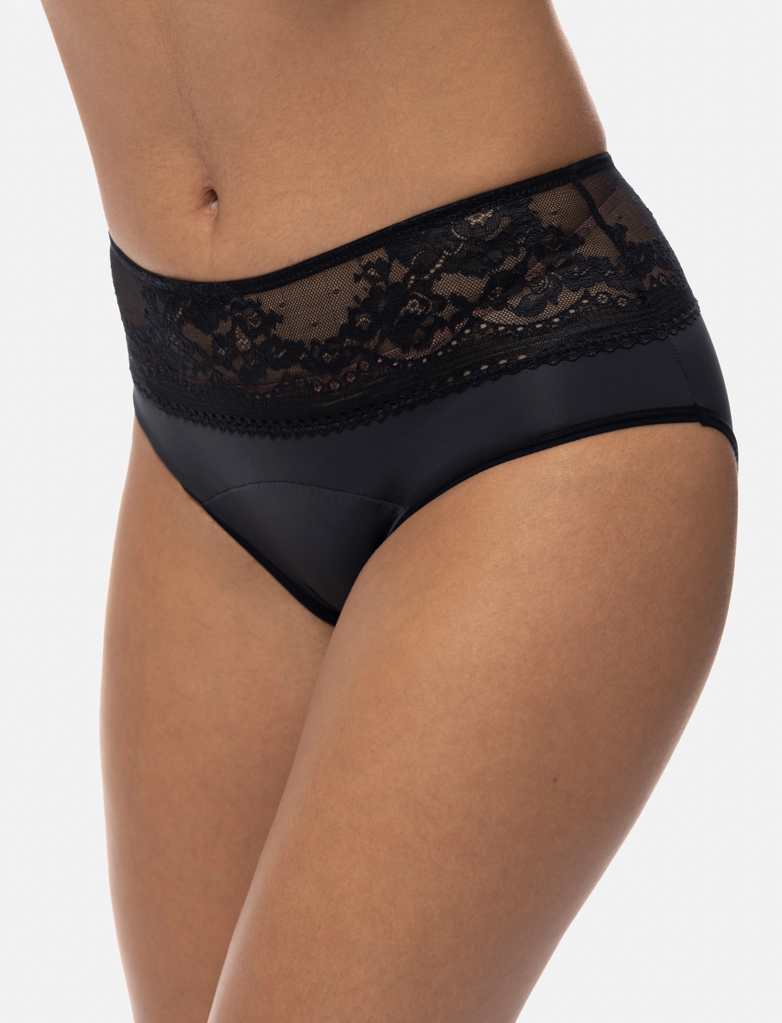 Dorina - ECO MOON/LACE-2PP Midi - perioden- und wochenbett-höschen - black/black - 3