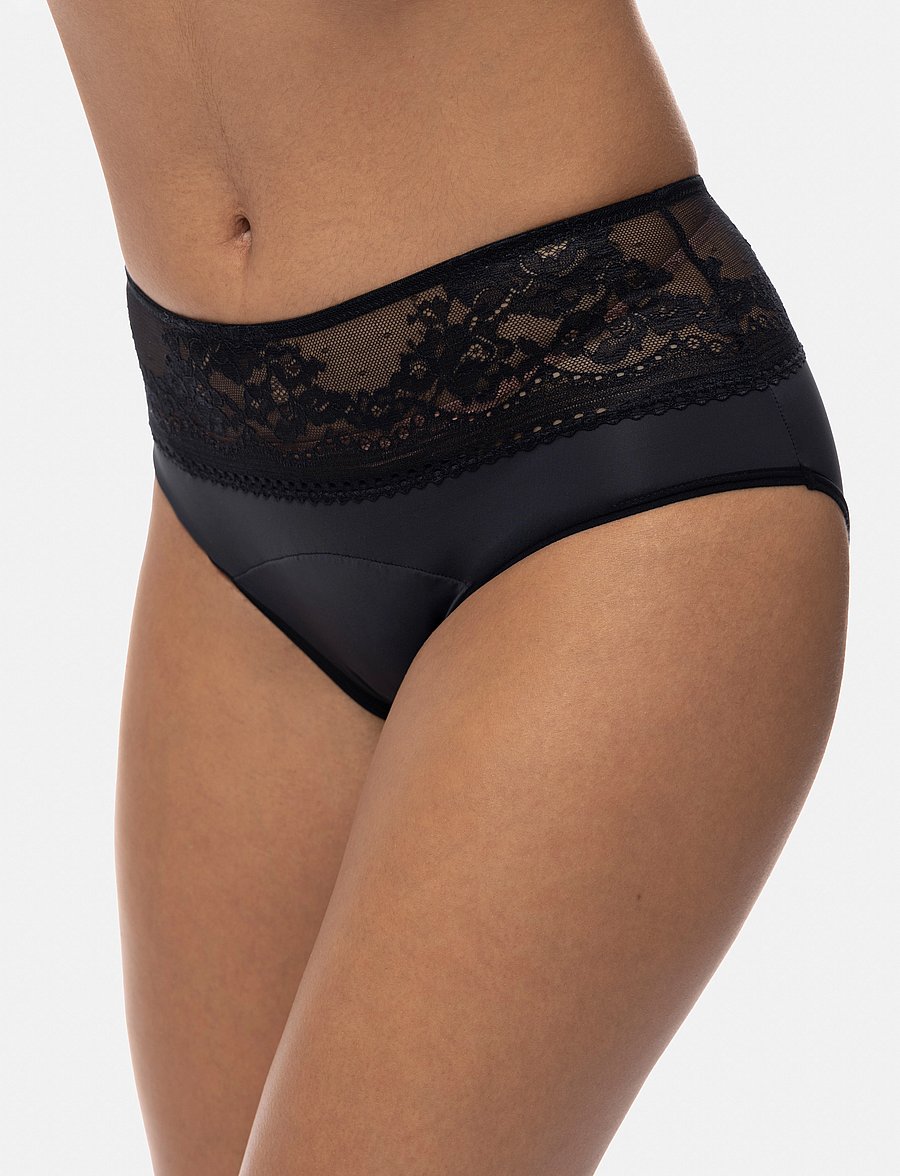 Dorina - ECO MOON/LACE-2PP Midi - perioden- und wochenbett-höschen - black/black - 3