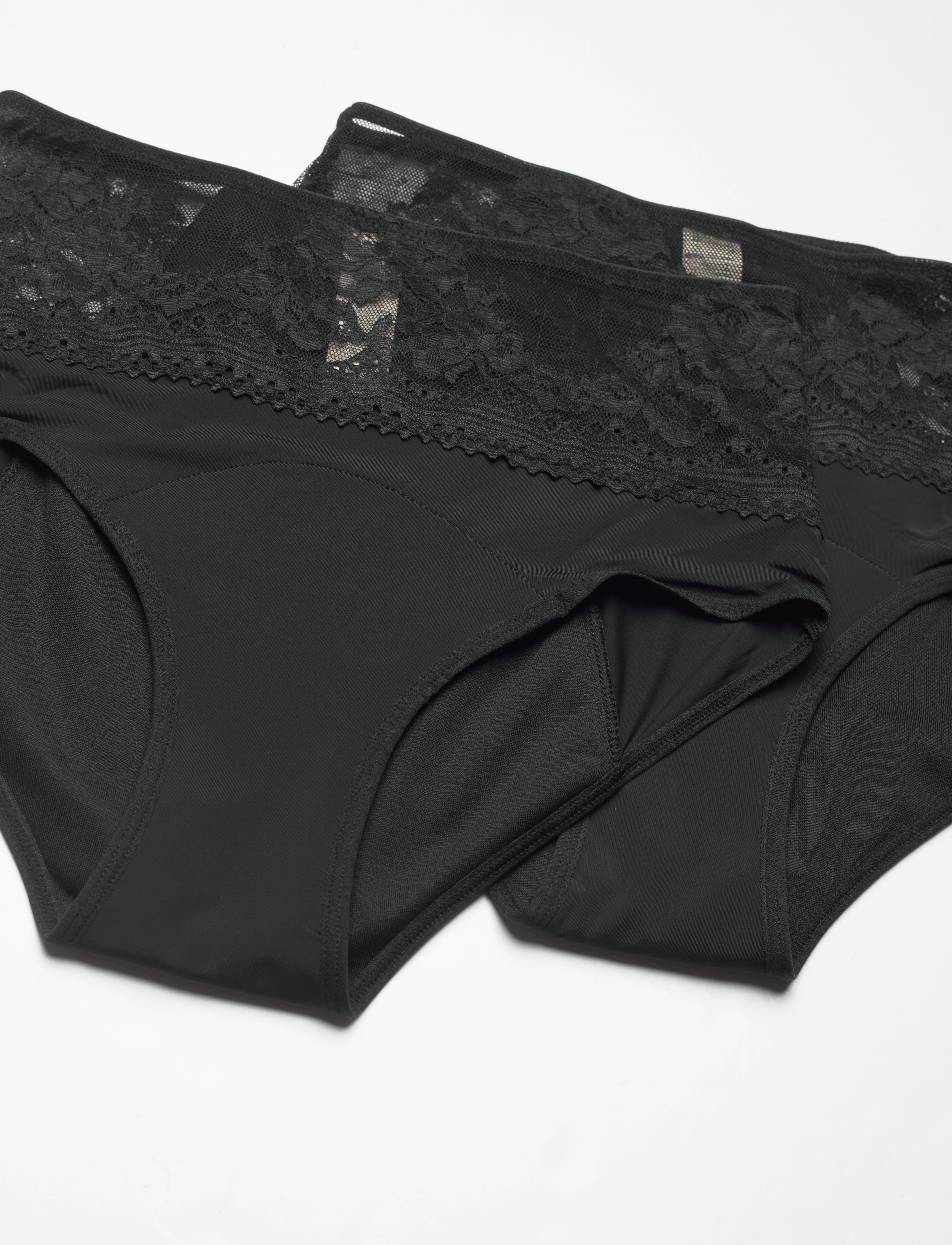 Dorina - ECO MOON/LACE-2PP Midi - perioden- und wochenbett-höschen - black/black - 5